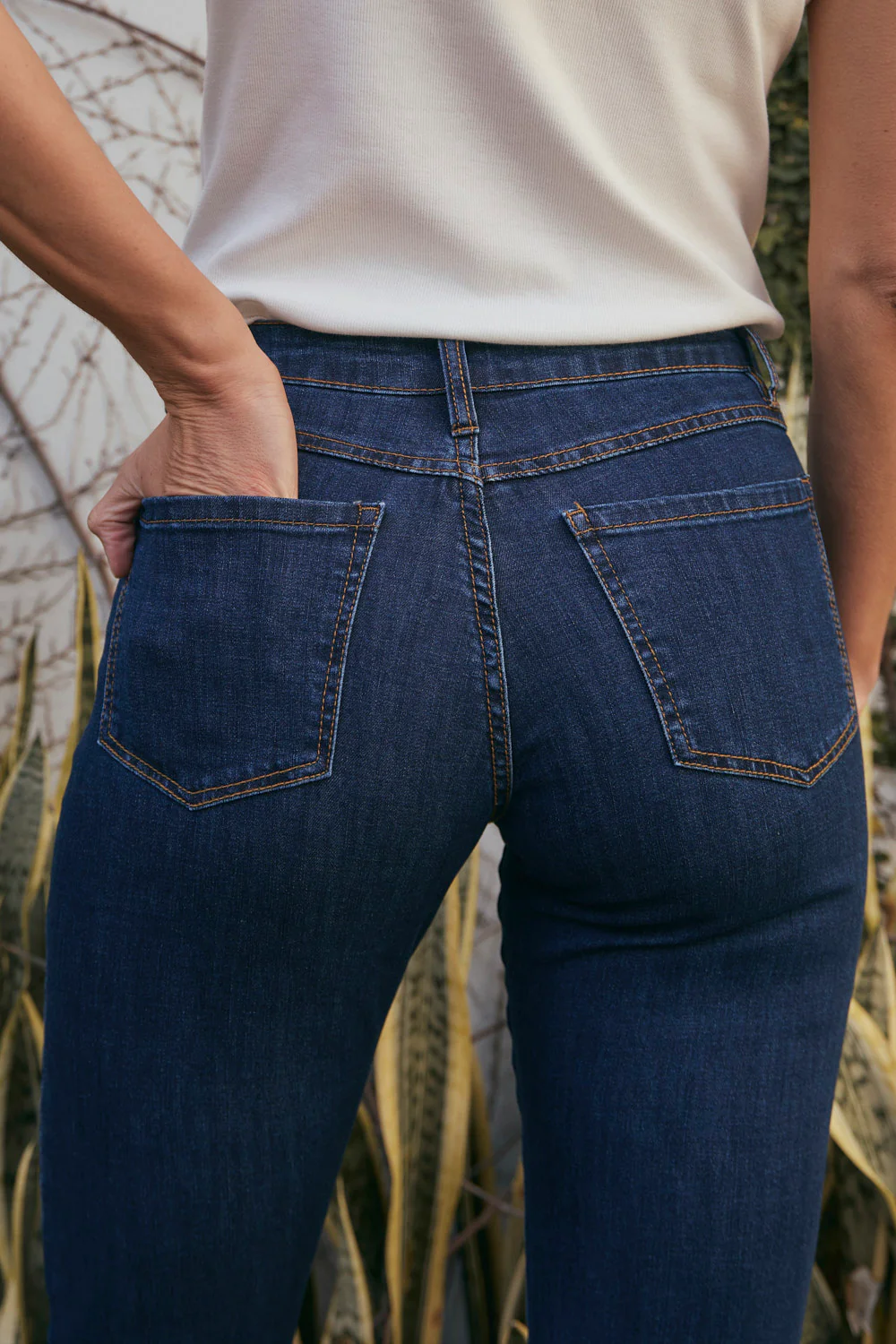 Adrift Denim Cropped Straight Leg Jeans in Dark Wash - Image 4