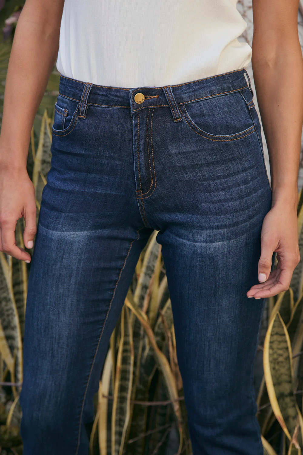 Adrift Denim Cropped Straight Leg Jeans in Dark Wash - Image 5