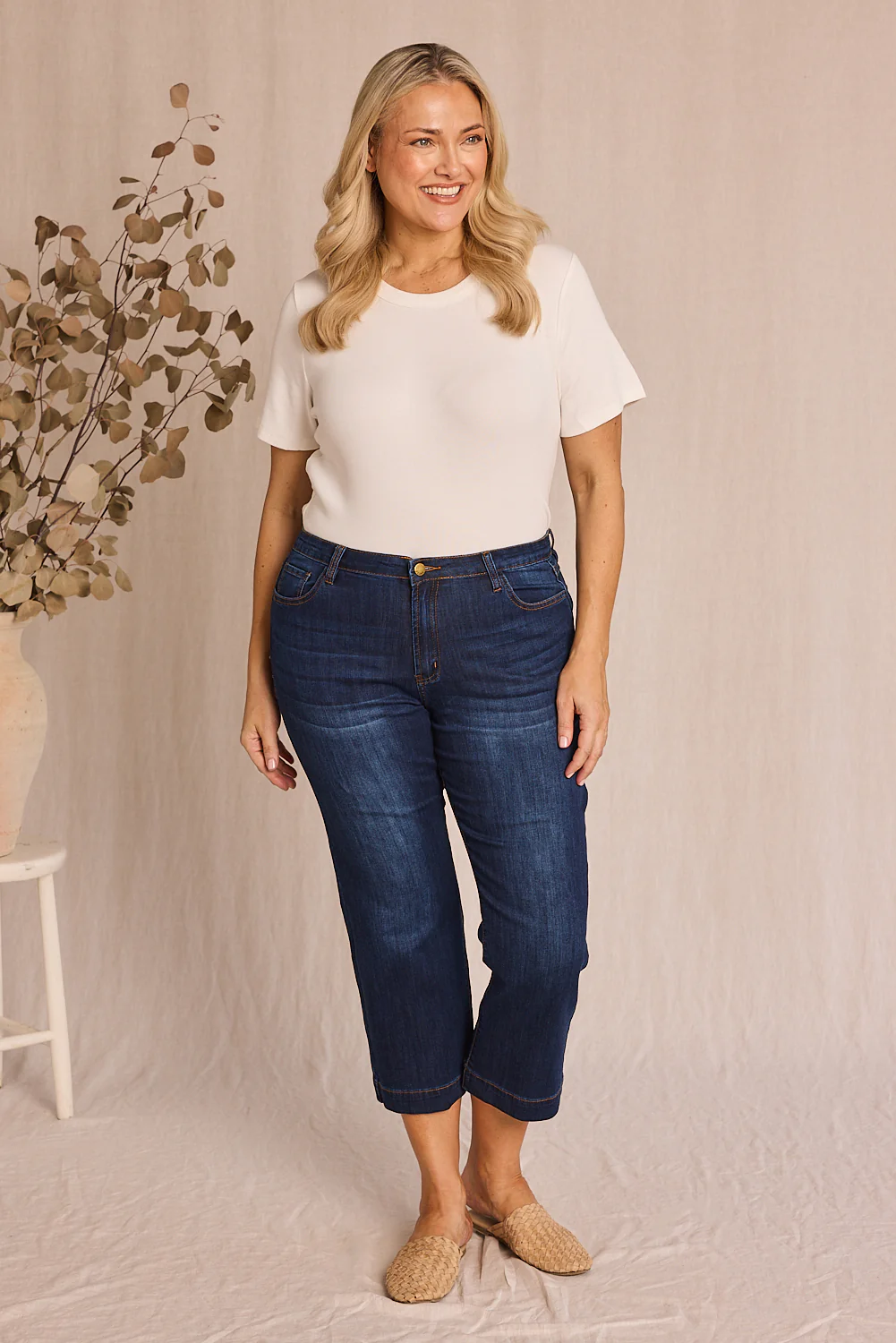 Adrift Denim Cropped Straight Leg Jeans in Dark Wash - Image 6