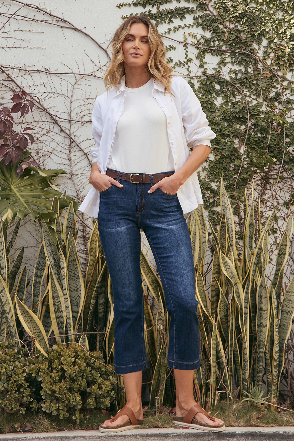 Adrift Denim Cropped Straight Leg Jeans in Dark Wash - Image 7