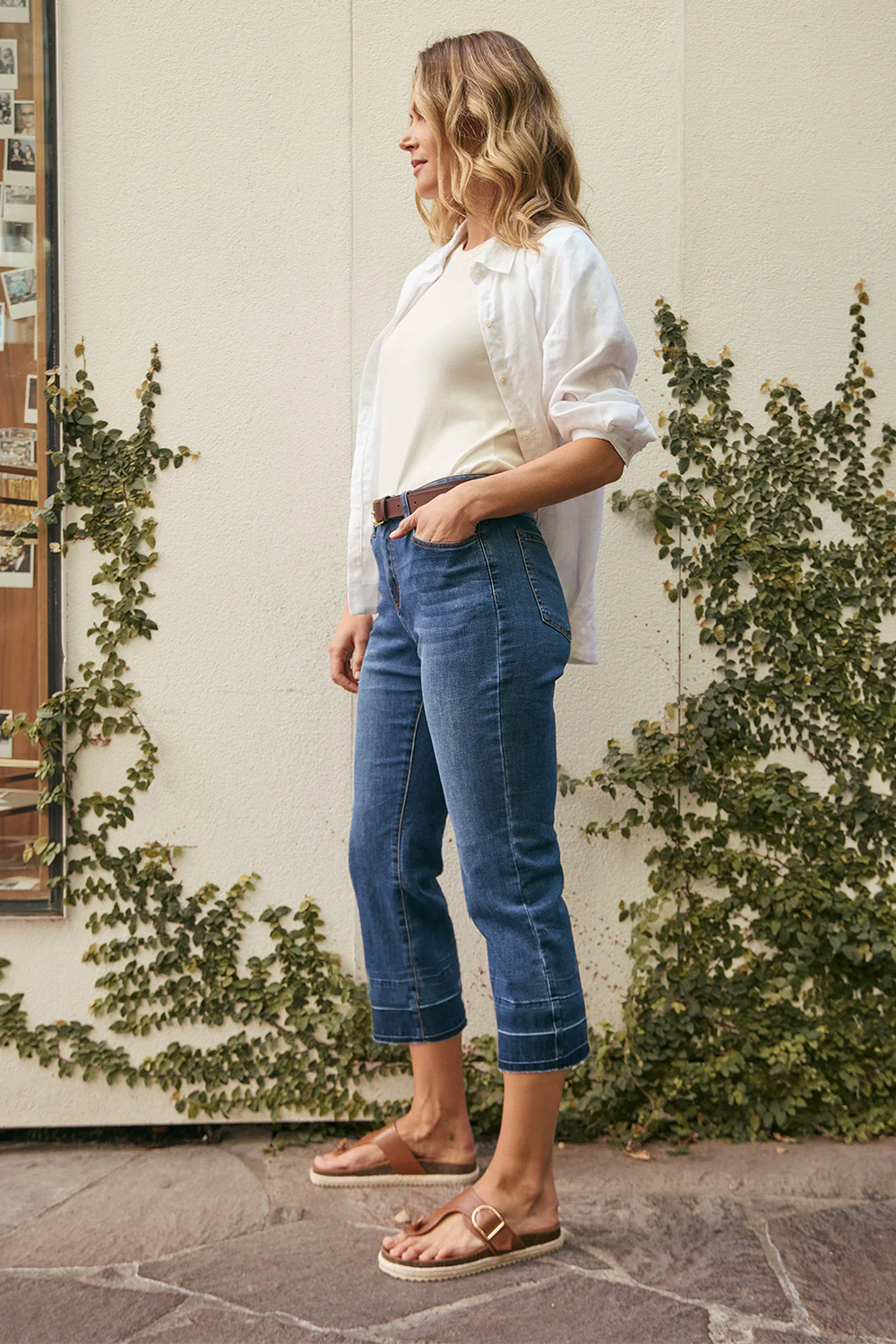 Adrift Denim Cropped Straight Leg Jeans in Mid Wash - Image 6