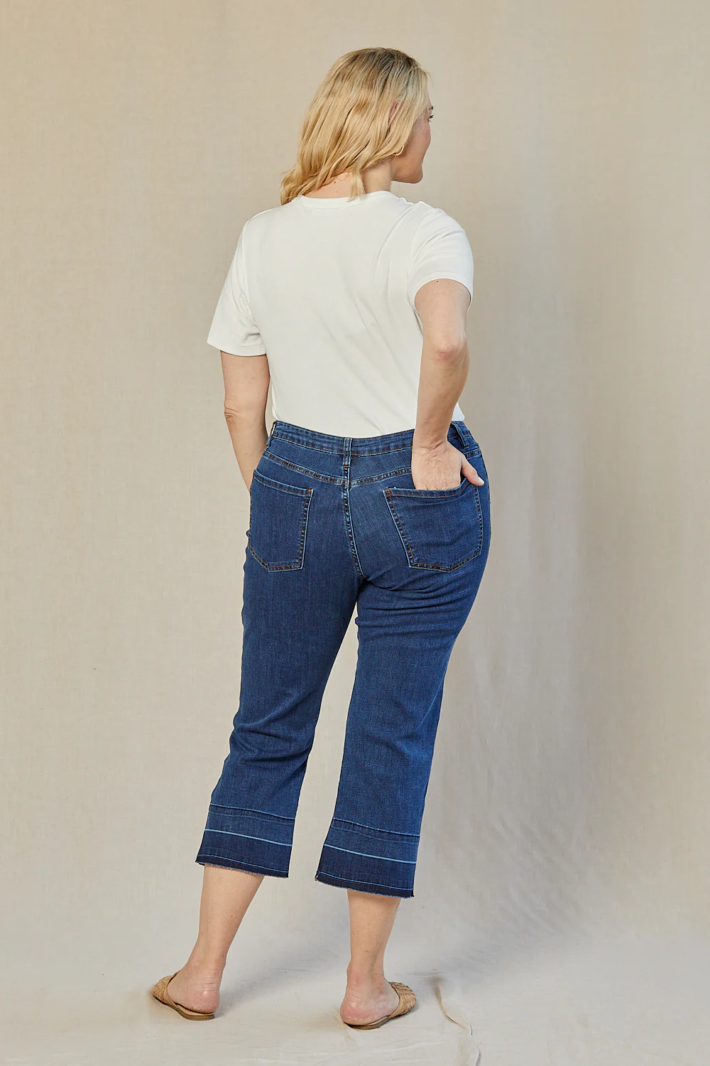 Adrift Denim Cropped Straight Leg Jeans in Mid Wash - Image 8