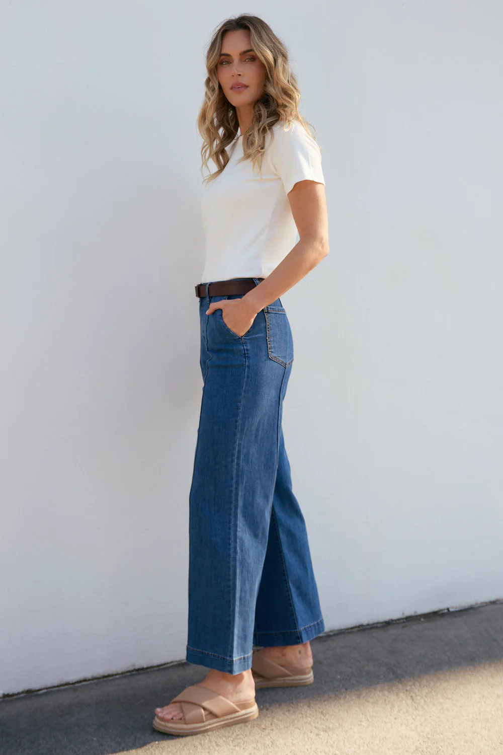 Adrift Denim Wide Leg Jeans in Mid Wash - Image 7