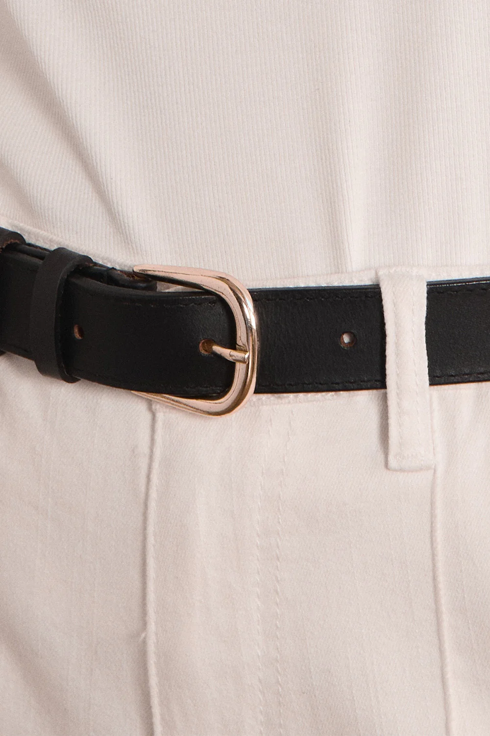 Adrift Gold Buckle Belt in Black Leather - Image 3