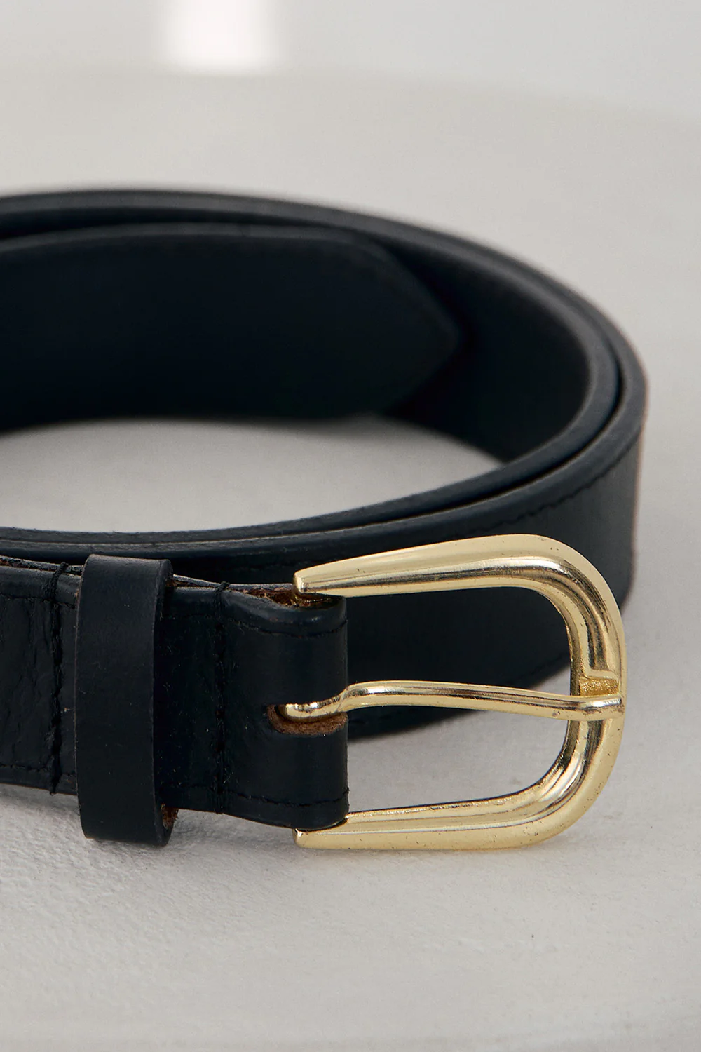 Adrift Gold Buckle Belt in Black Leather - Image 7