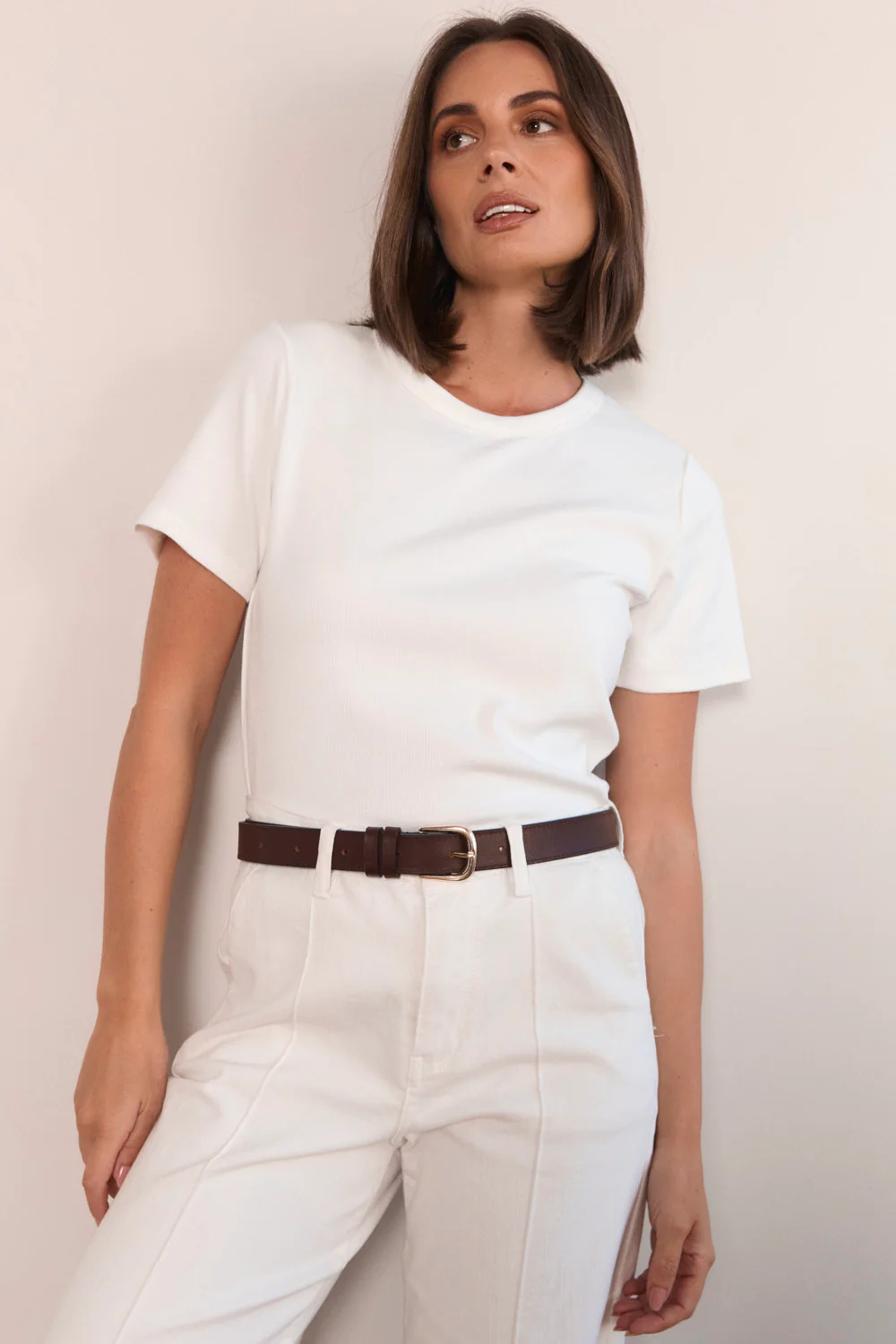 Adrift Gold Buckle Belt in Tan Leather - Image 5