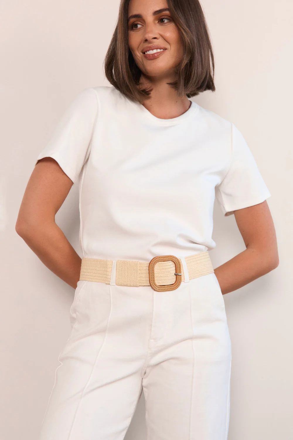 Adrift Wide Stretch Belt in Natural Raffia - Image 4