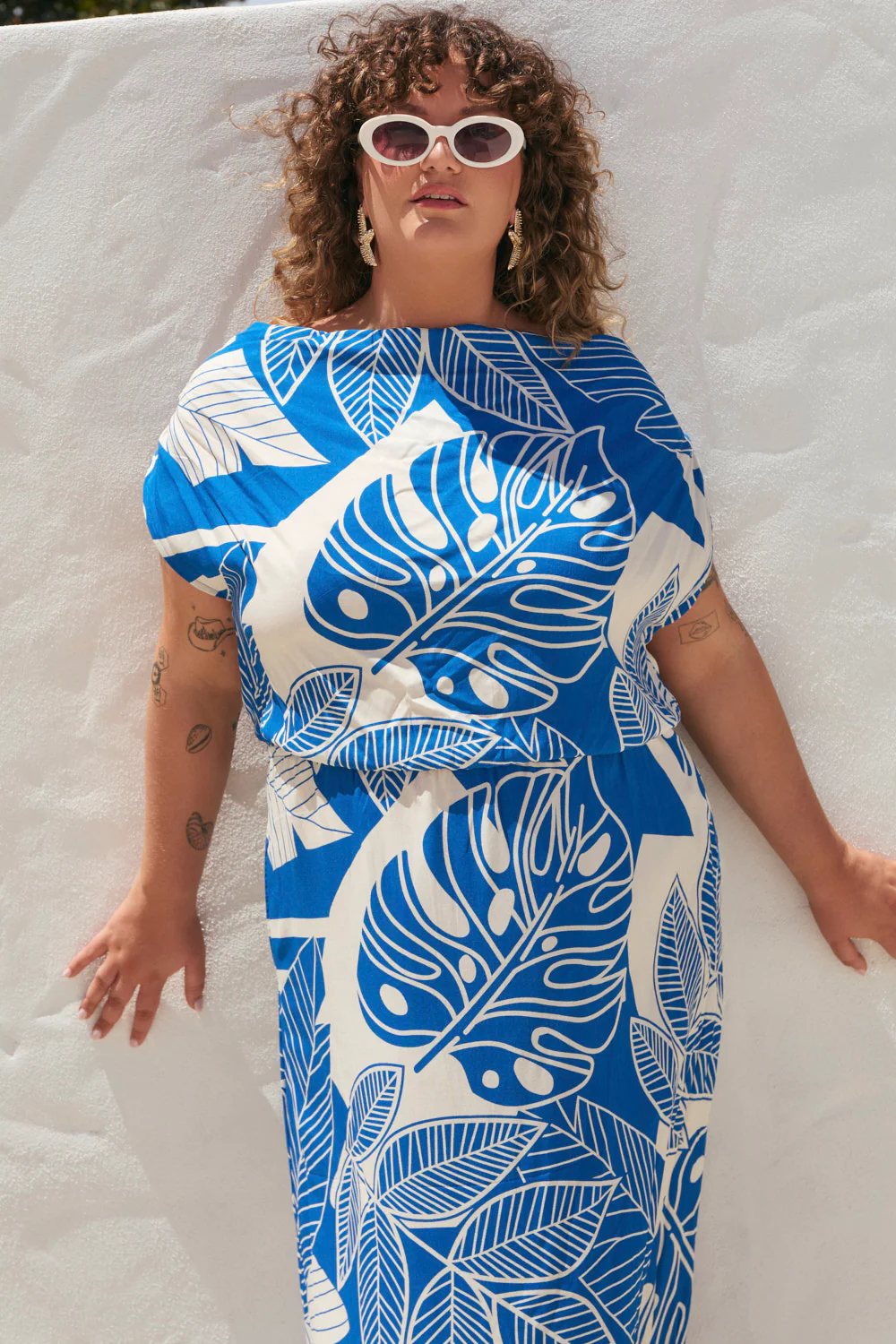 Alice Drop Shoulder Dress in Azure Oasis - Image 3
