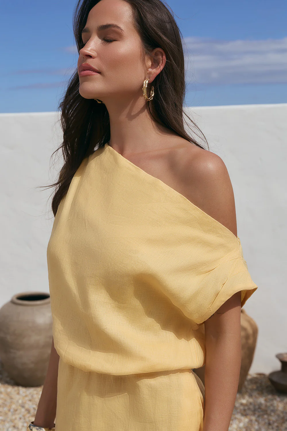 Alice Linen Drop Shoulder Dress in Buttery Yellow - Image 5