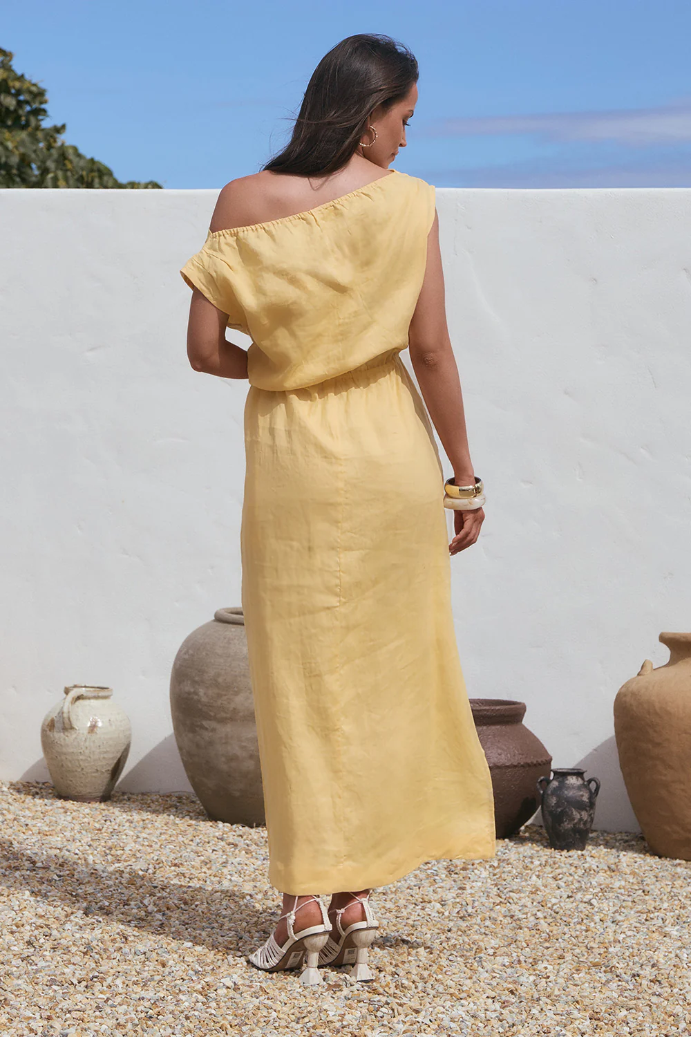 Alice Linen Drop Shoulder Dress in Buttery Yellow - Image 6
