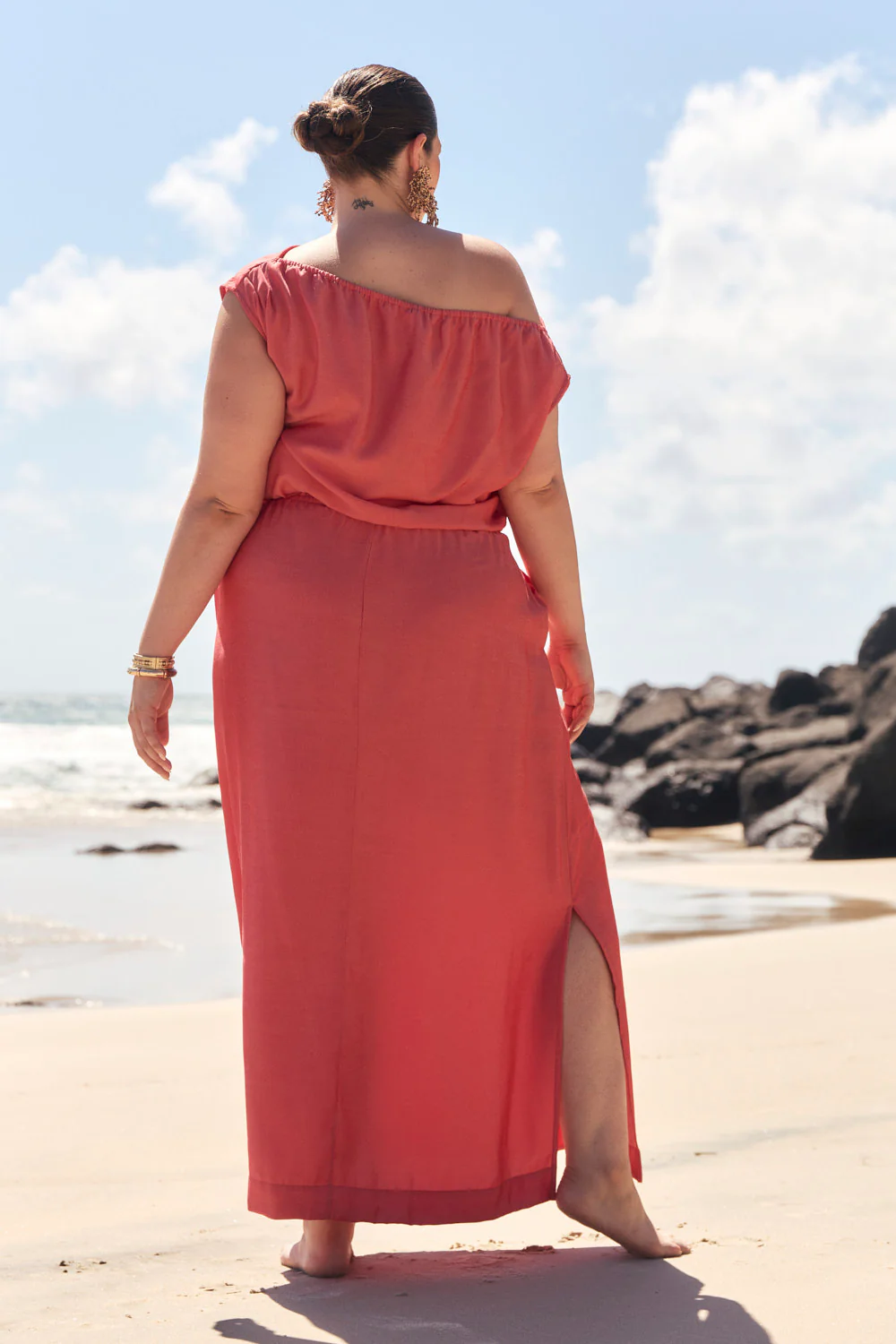 Alice Drop Shoulder Dress in Coral - Image 5
