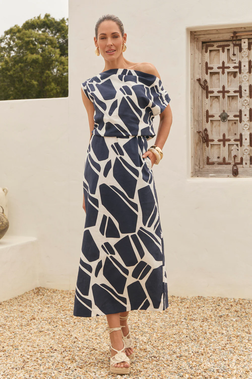 Alice Drop Shoulder Dress in Fjorde Navy - Image 3