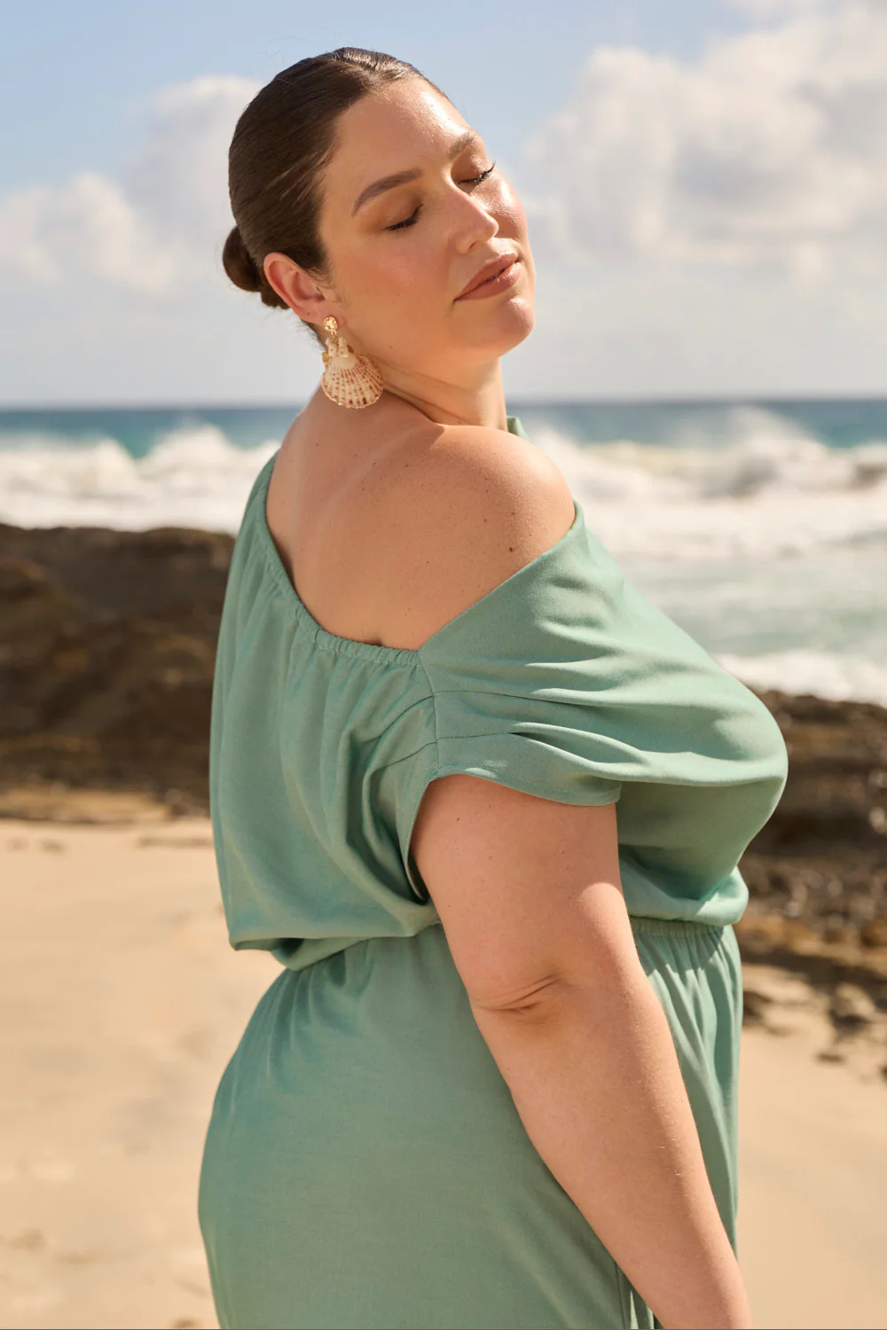 Alice Drop Shoulder Dress in Tosca - Image 2