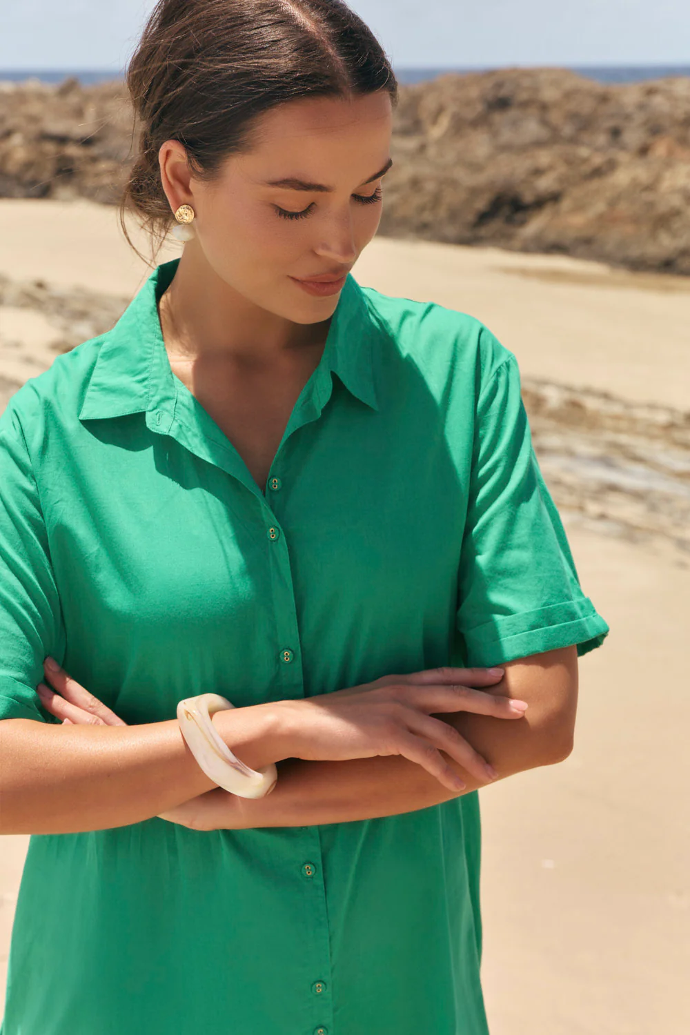 Amani Collared Dress in Green Bee - Image 5