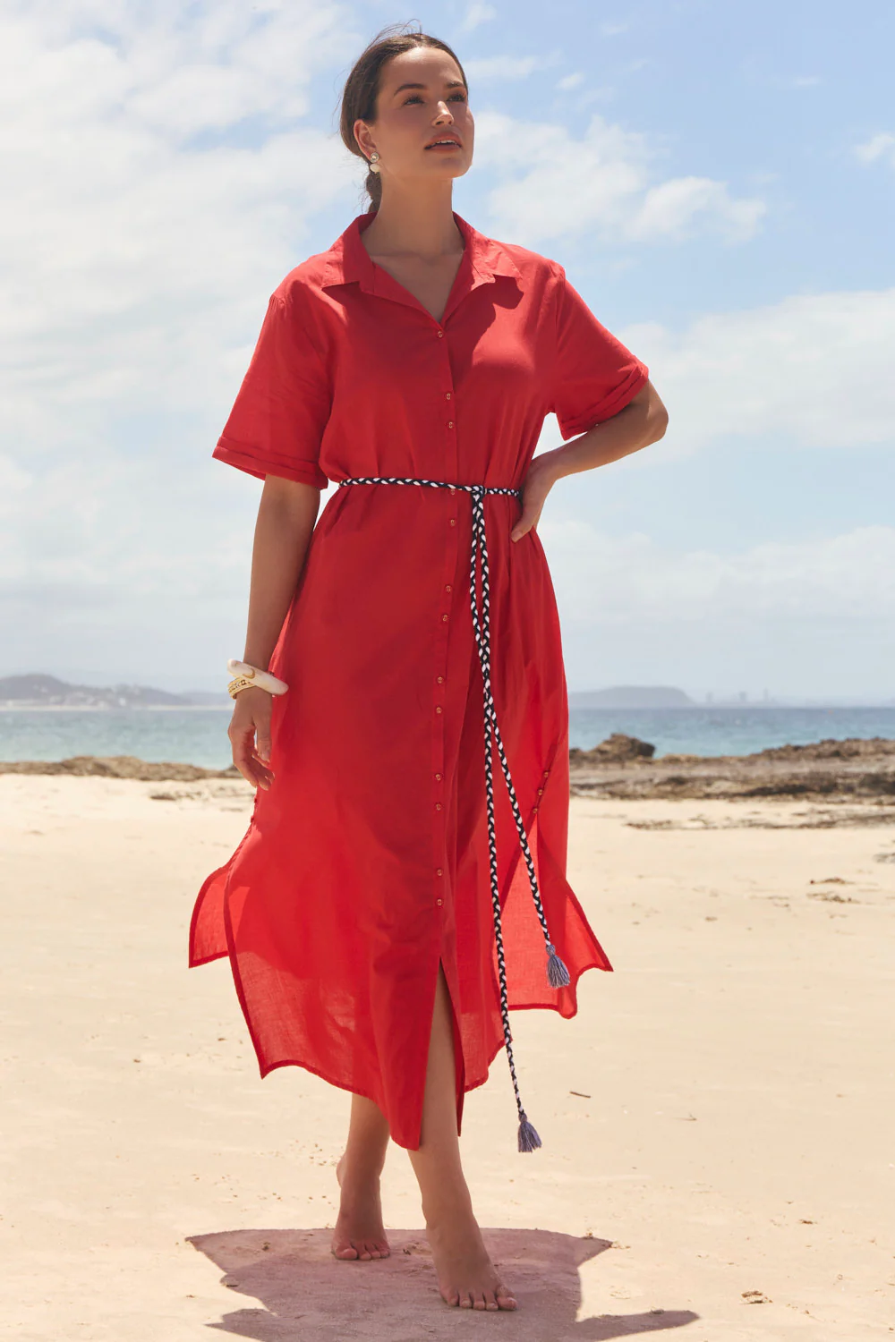 Amani Collared Dress in Racing Red - Image 4