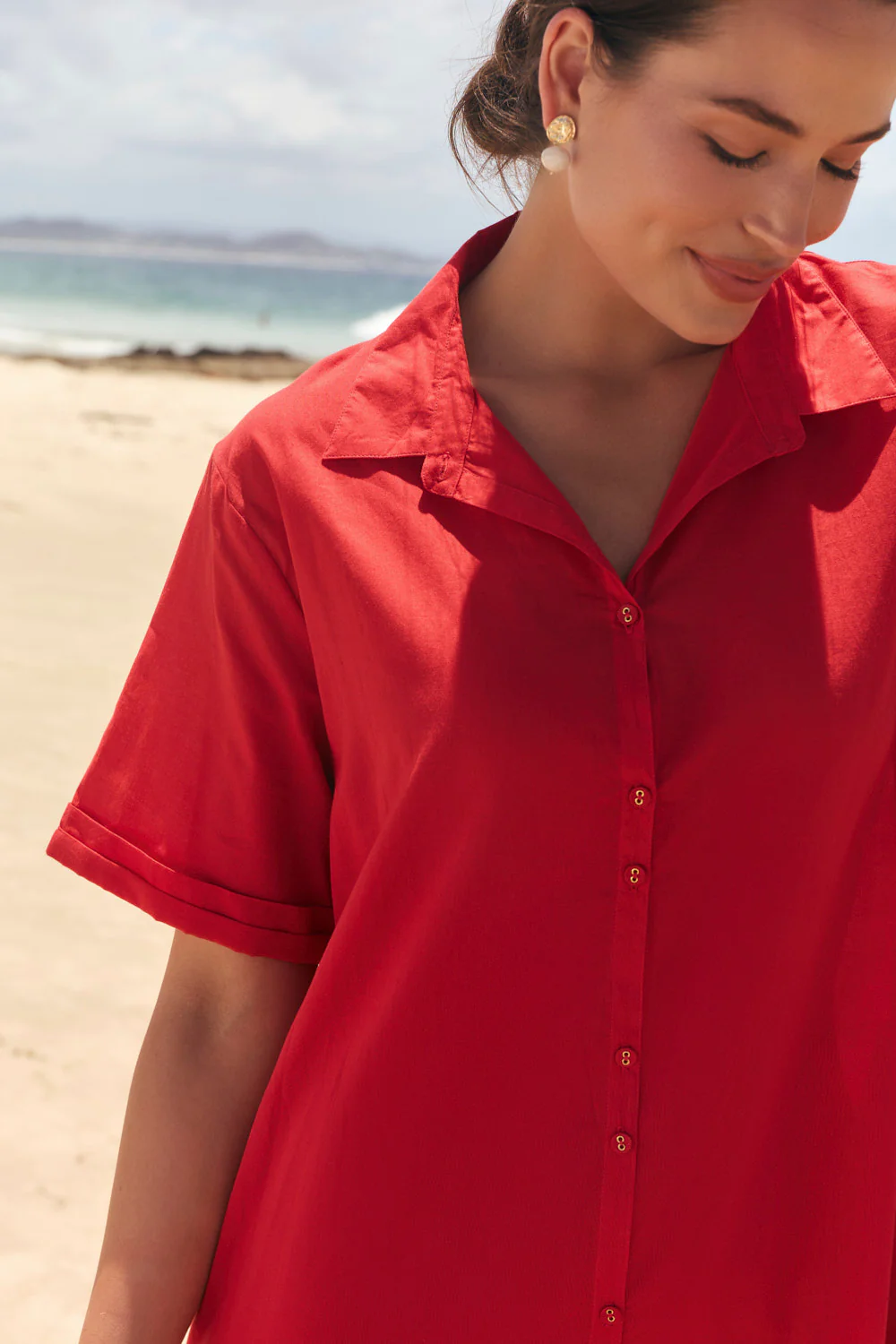 Amani Collared Dress in Racing Red - Image 5