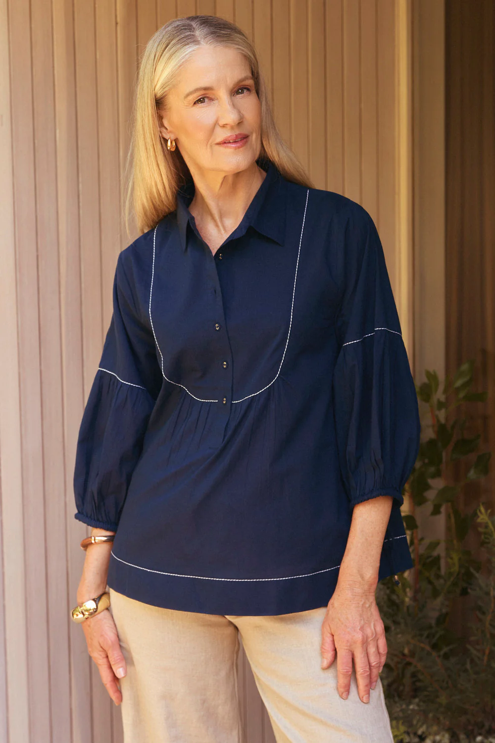 Anya Smock Blouse in Tidepool - Image 4