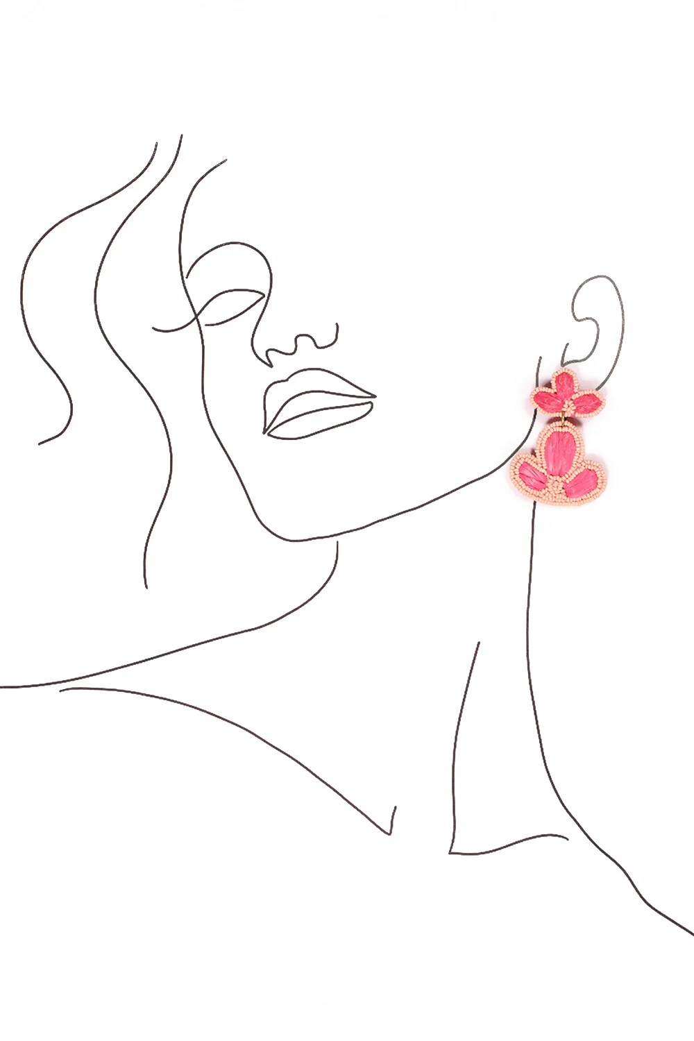 Beaded Flower Drops Earring in Pale Pink - Image 2