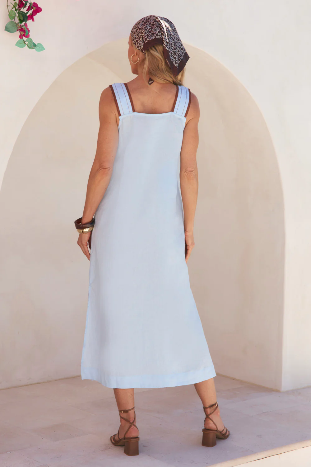 Bec Linen Sun Dress in Powder Blue - Image 6