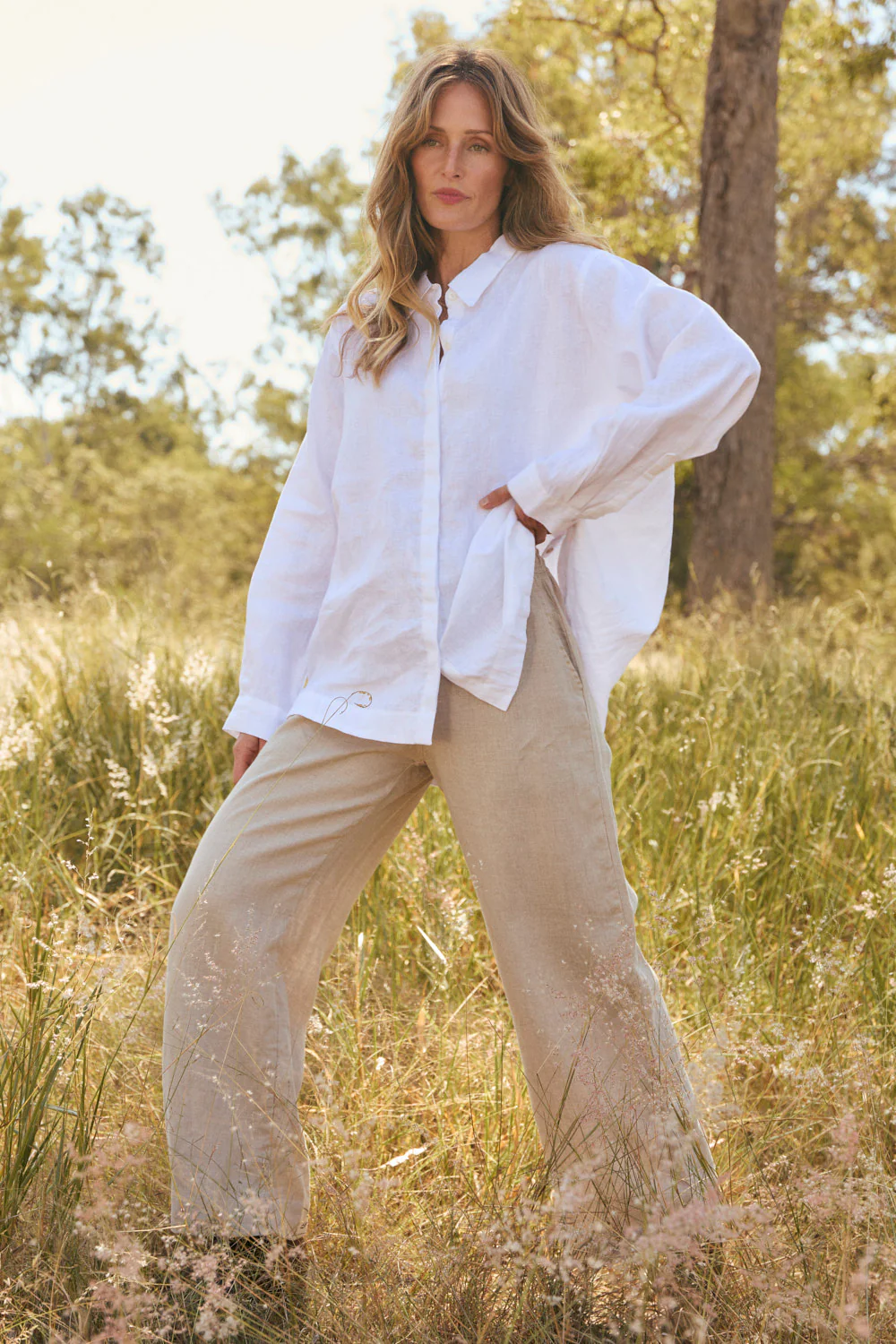 Breezy Linen Relaxed Pant in Natural - Image 3