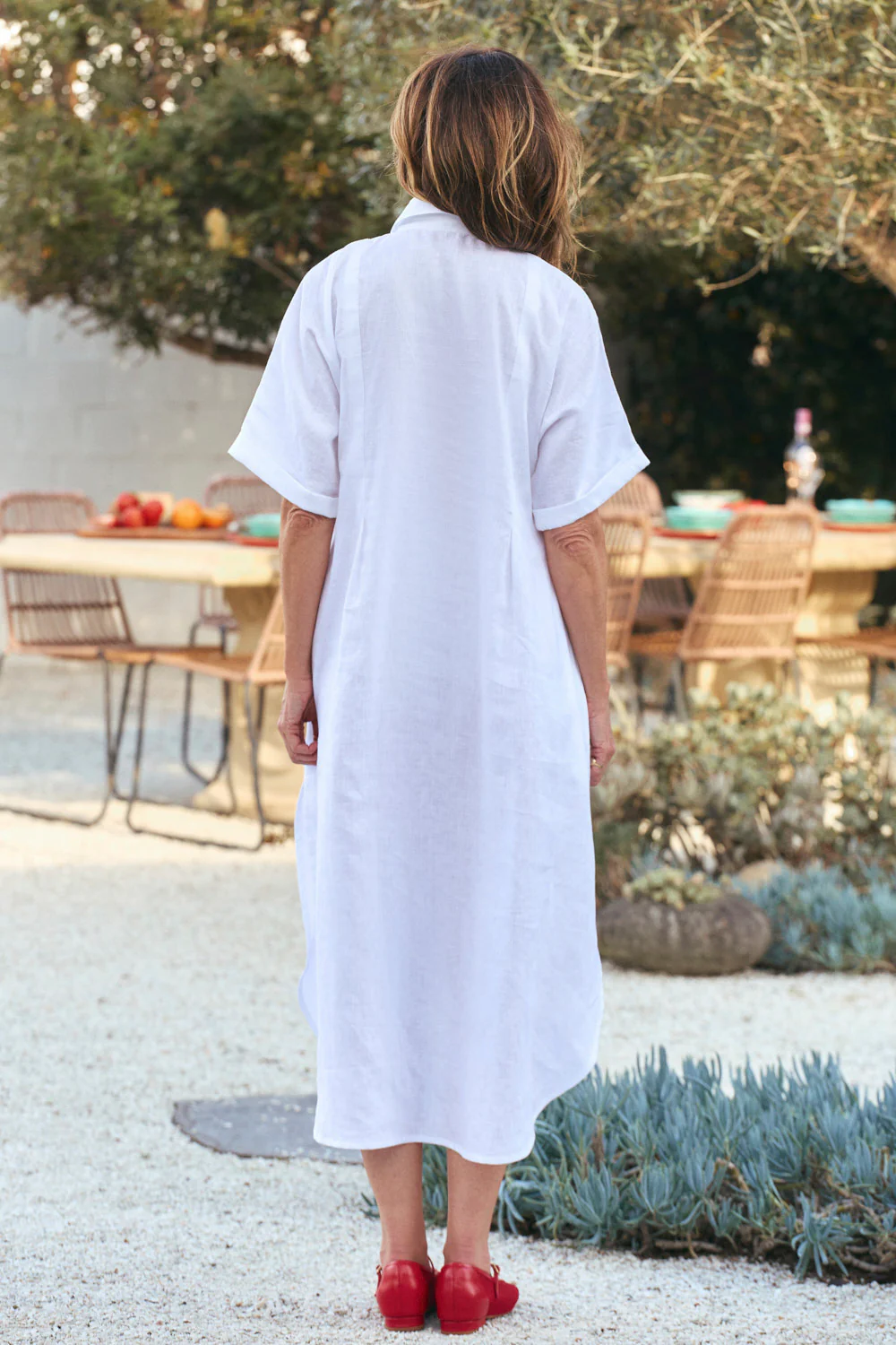 Bridget Linen Pleated Dress in White - Image 5
