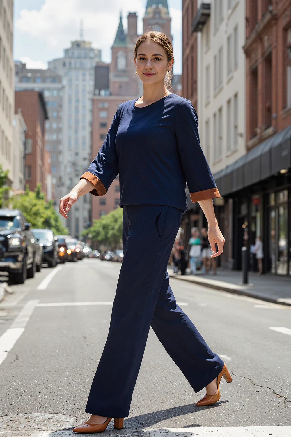 Camille Wide Leg Pant in Tribeca - Image 3