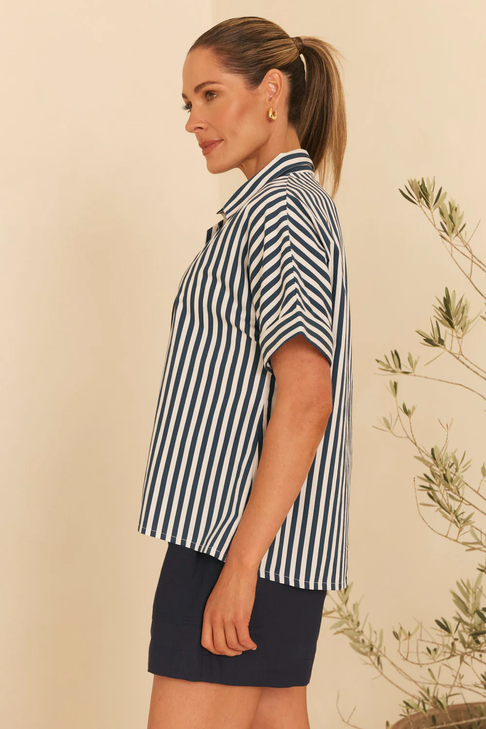 Carmen Shirt in Navy Stripe - Image 4