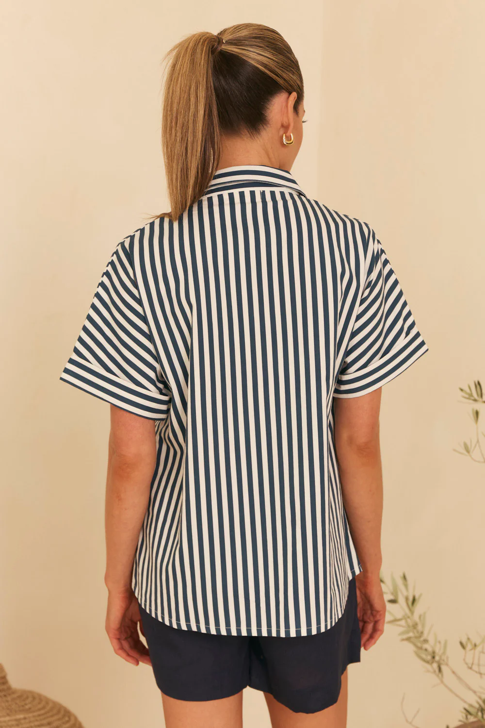 Carmen Shirt in Navy Stripe - Image 5