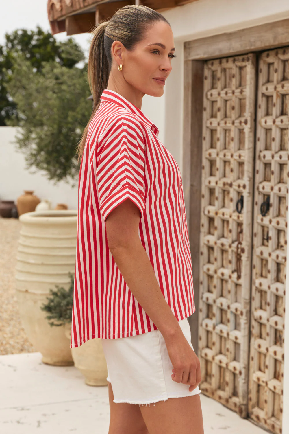 Carmen Shirt in Red Stripe - Image 3
