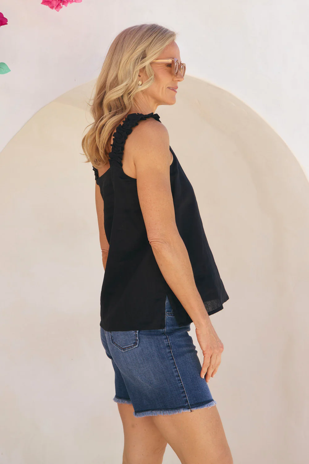 Claire Linen Summer Top in Black - Image 6