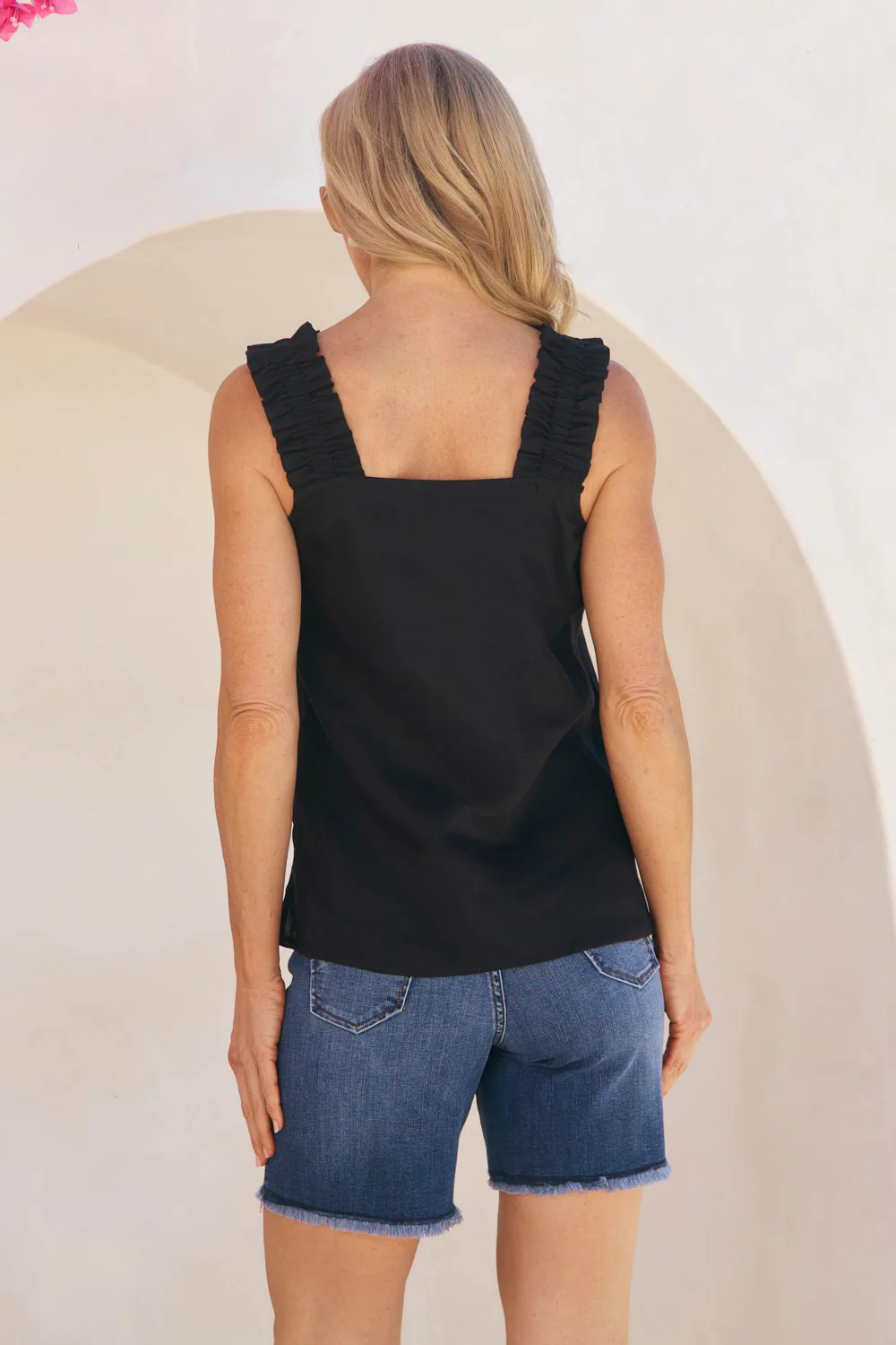 Claire Linen Summer Top in Black - Image 7