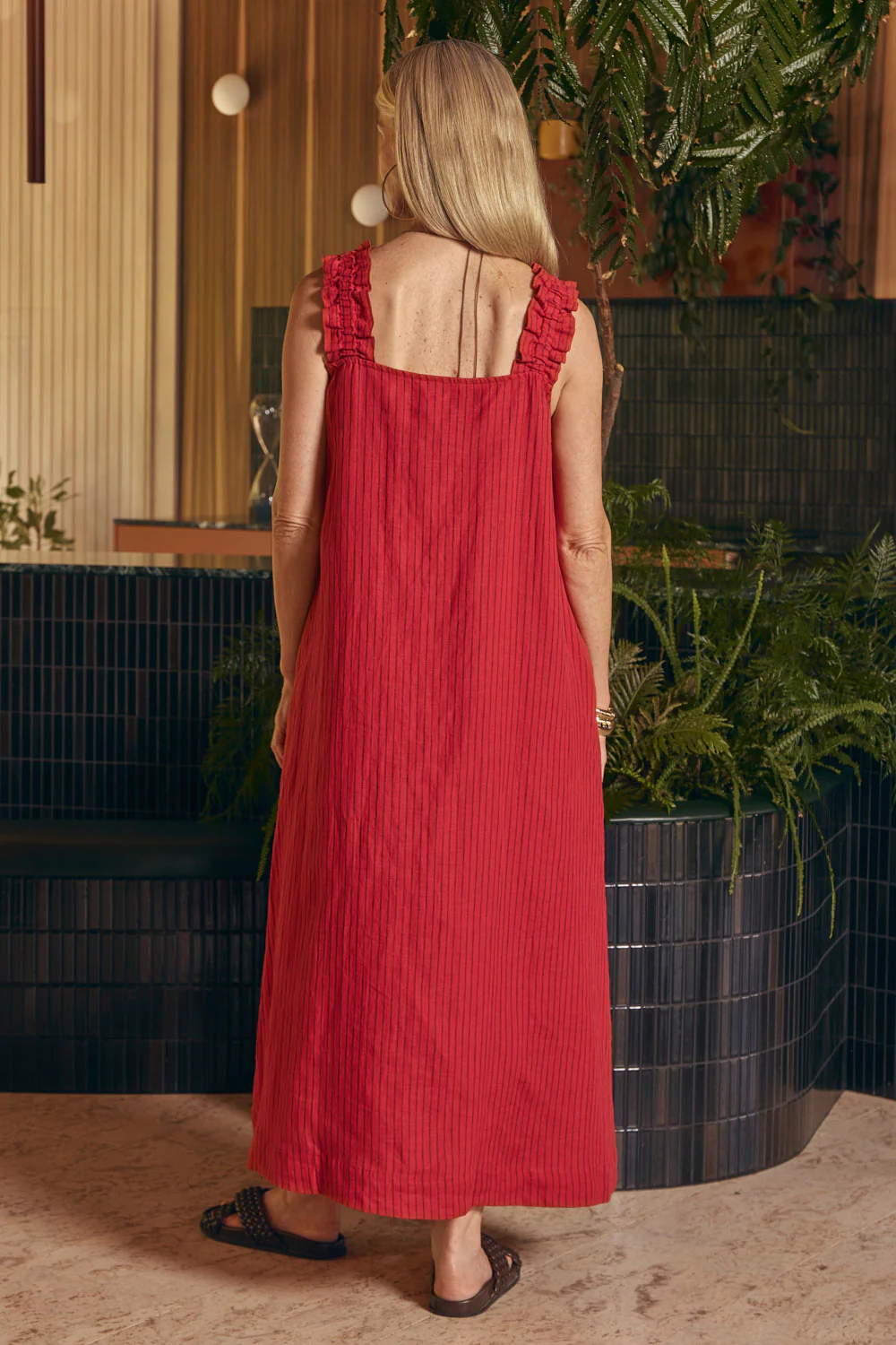 Claire Linen Sun Dress in Very Berry - Image 4