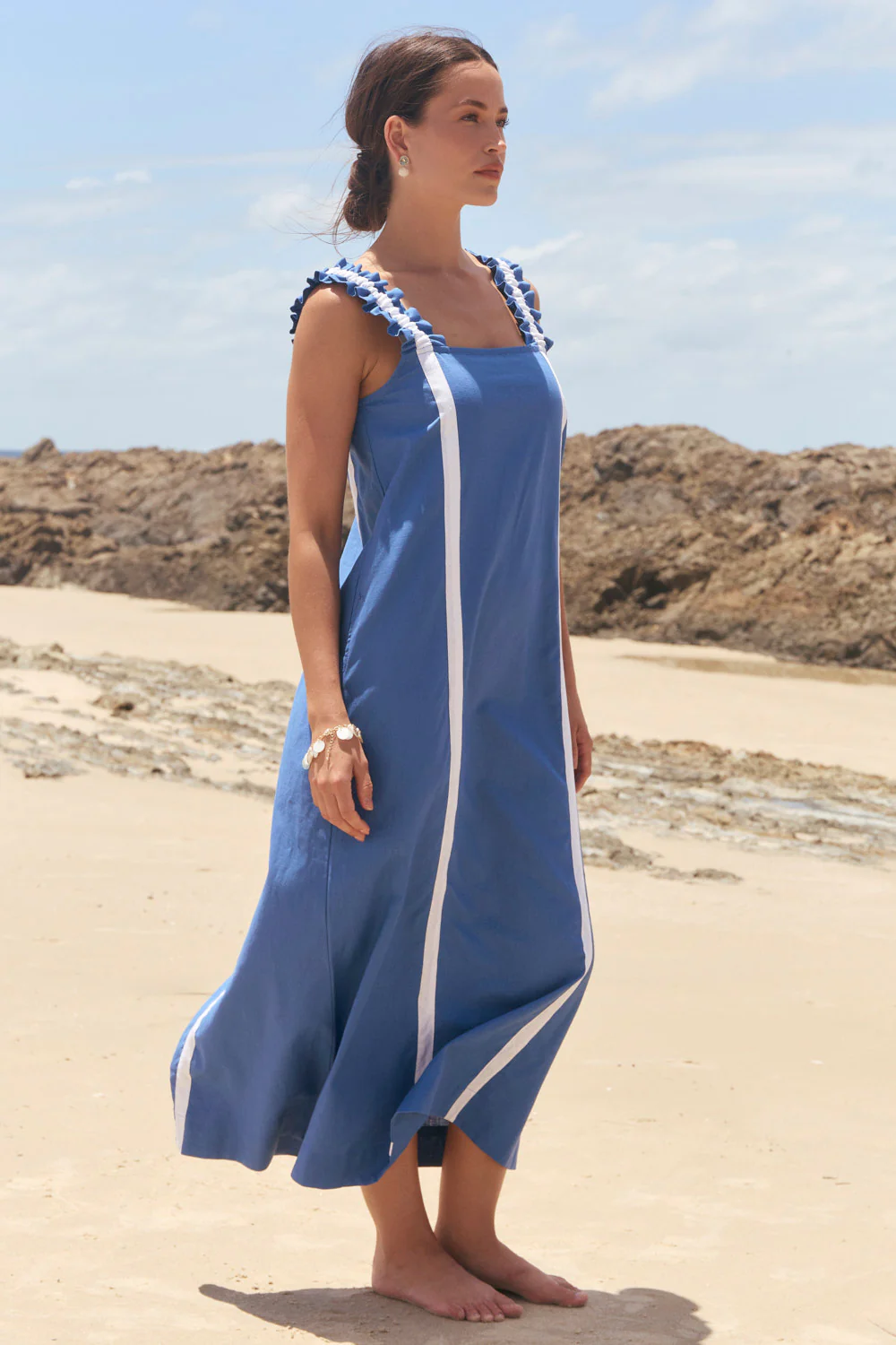 Claire Sun Dress in Yale Blue - Image 3