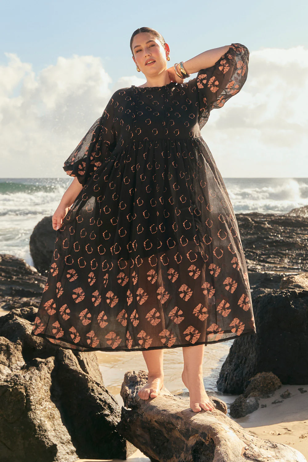 Coco Cotton Silk Dress in Stormflower - Image 3