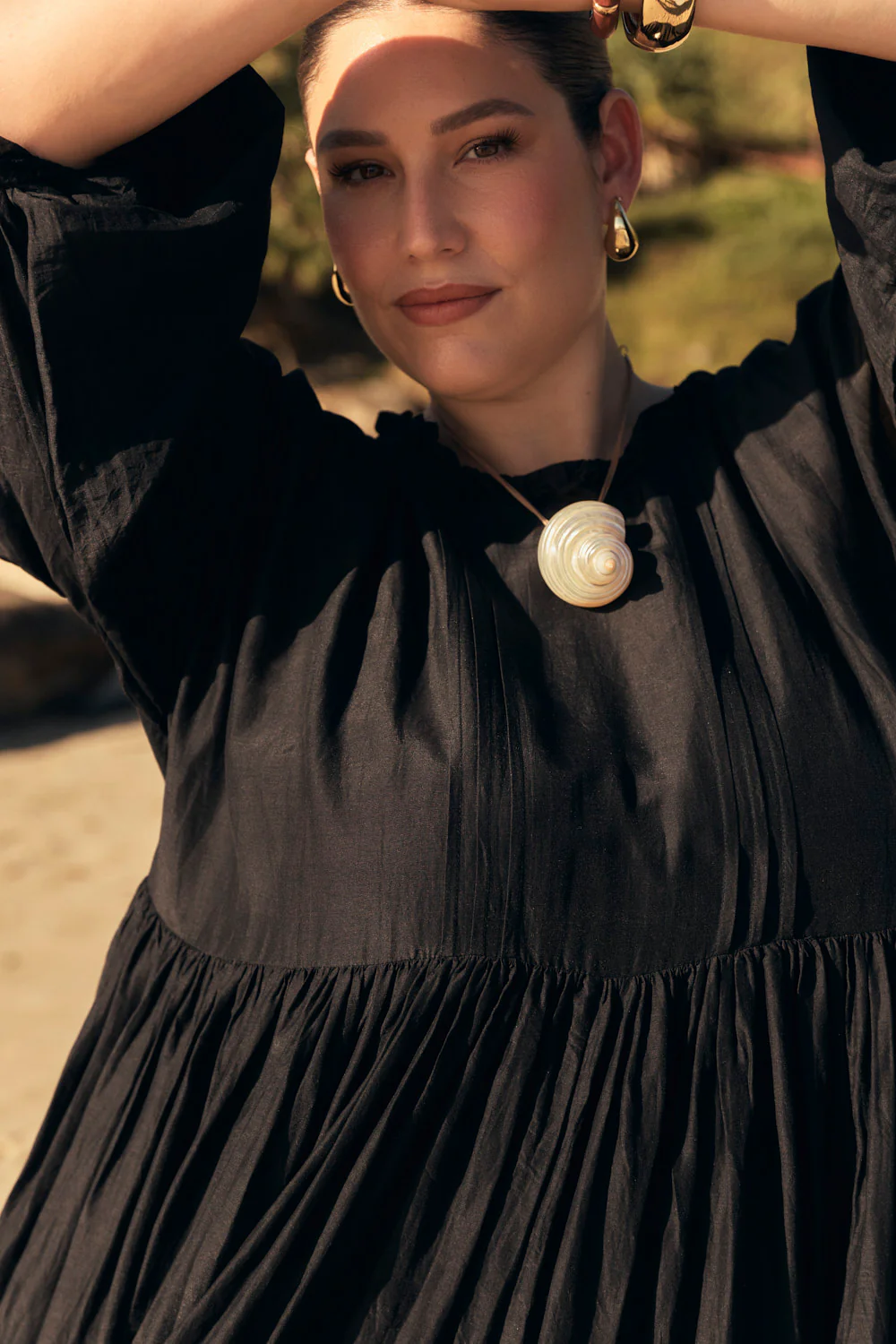Coco Cotton Silk Dress in Onyx - Image 6