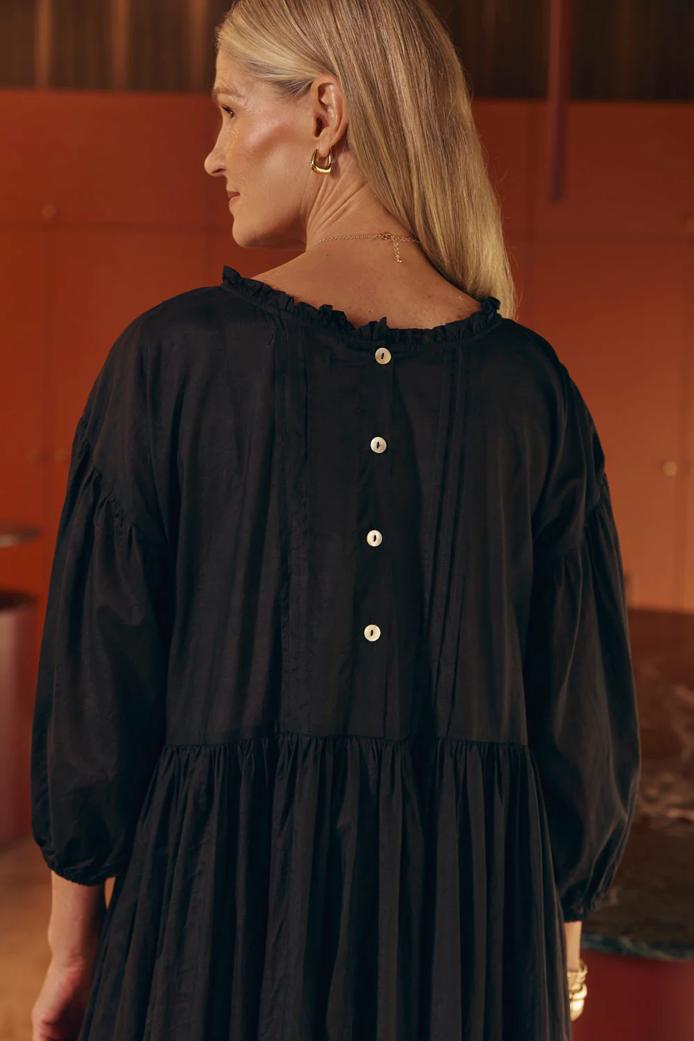 Coco Cotton Silk Dress in Onyx - Image 7