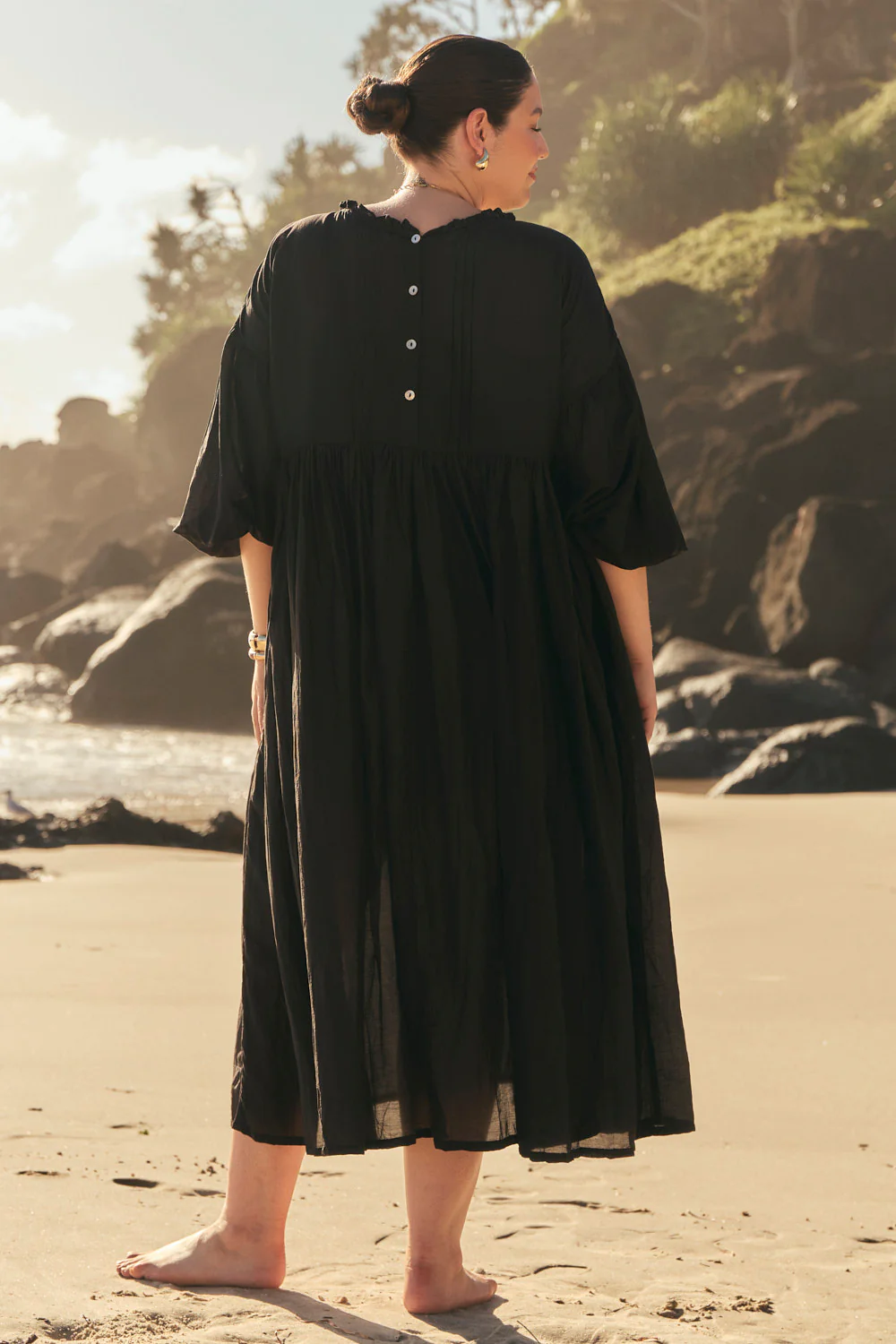 Coco Cotton Silk Dress in Onyx - Image 8