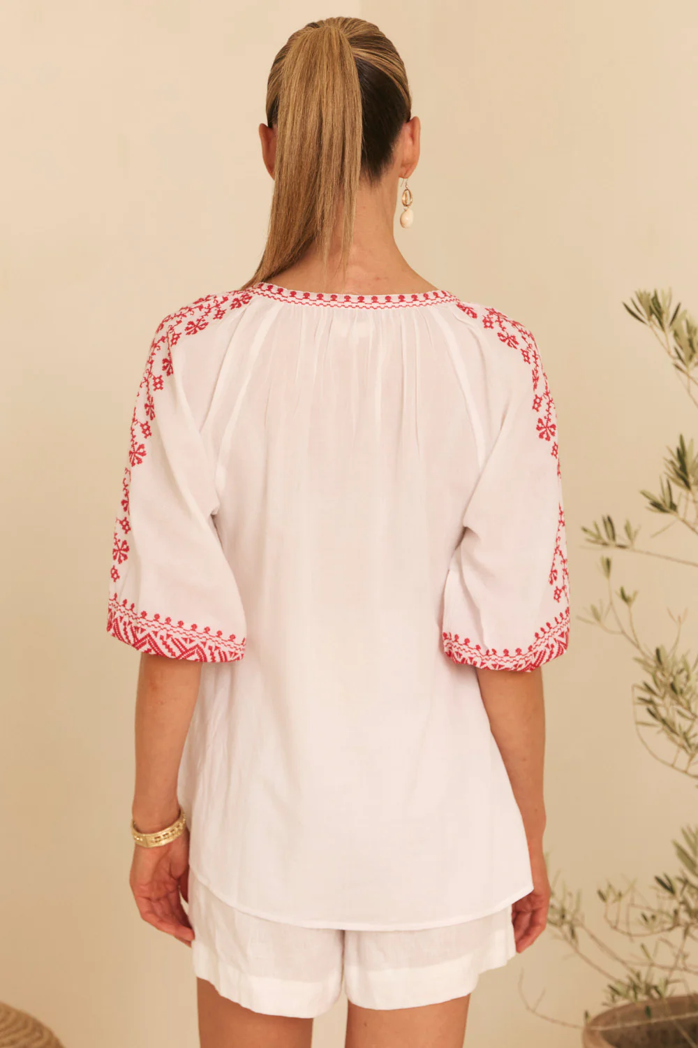 Danny Embroidered Top in Vermillion - Image 6