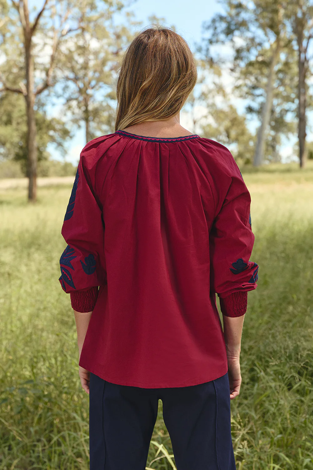 Danny V-Neck Top in Inkwell Burgundy - Image 7
