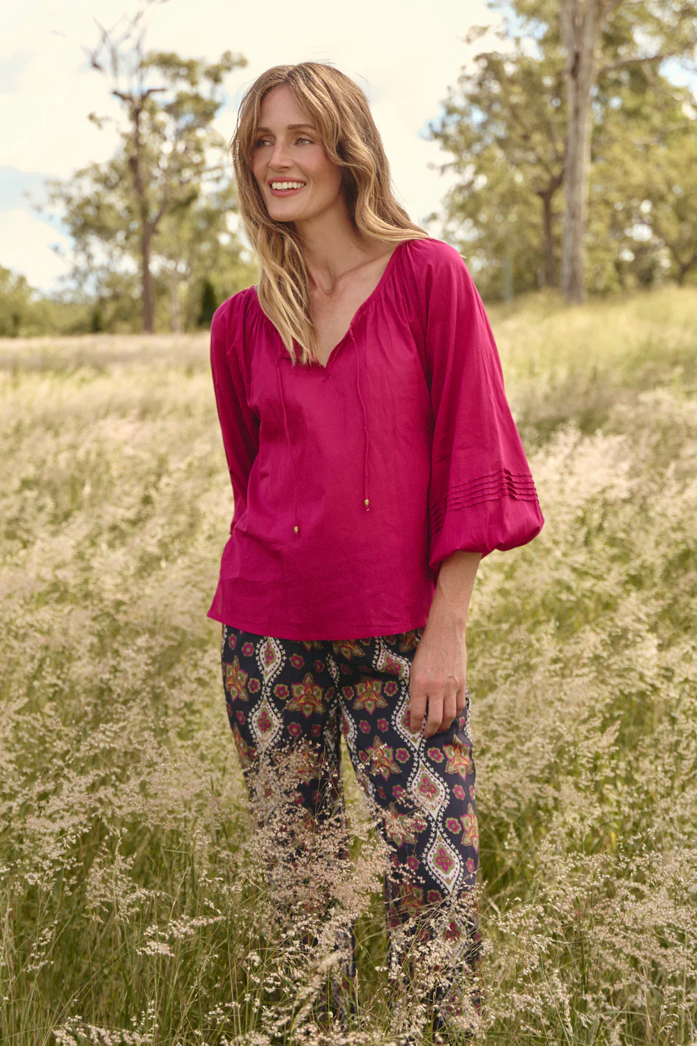 Delilah Swing Blouse in Magenta - Image 3
