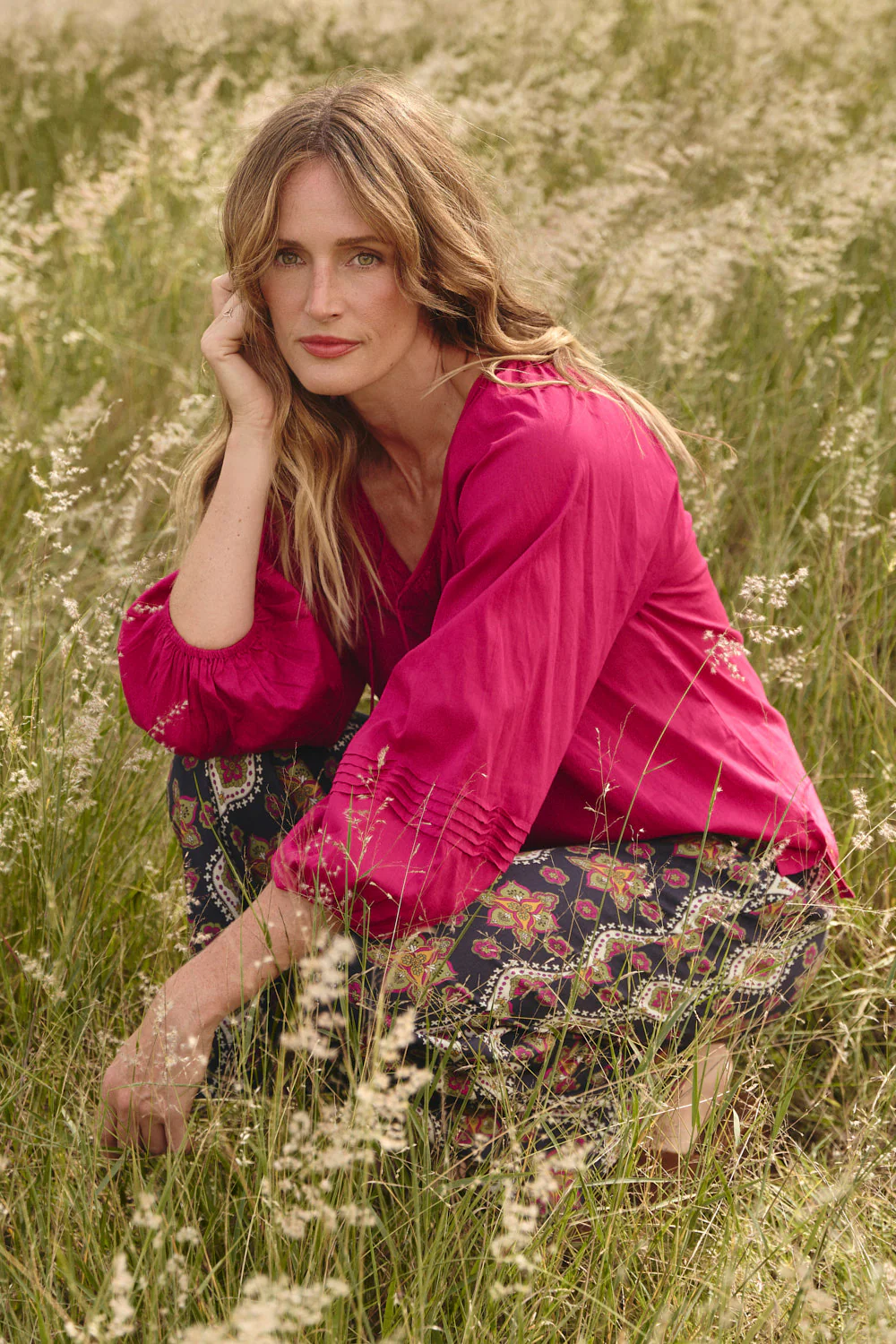 Delilah Swing Blouse in Magenta - Image 4