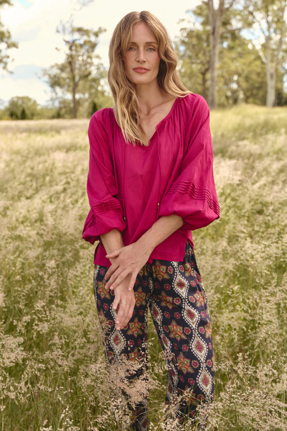 Delilah Swing Blouse in Magenta - Image 5