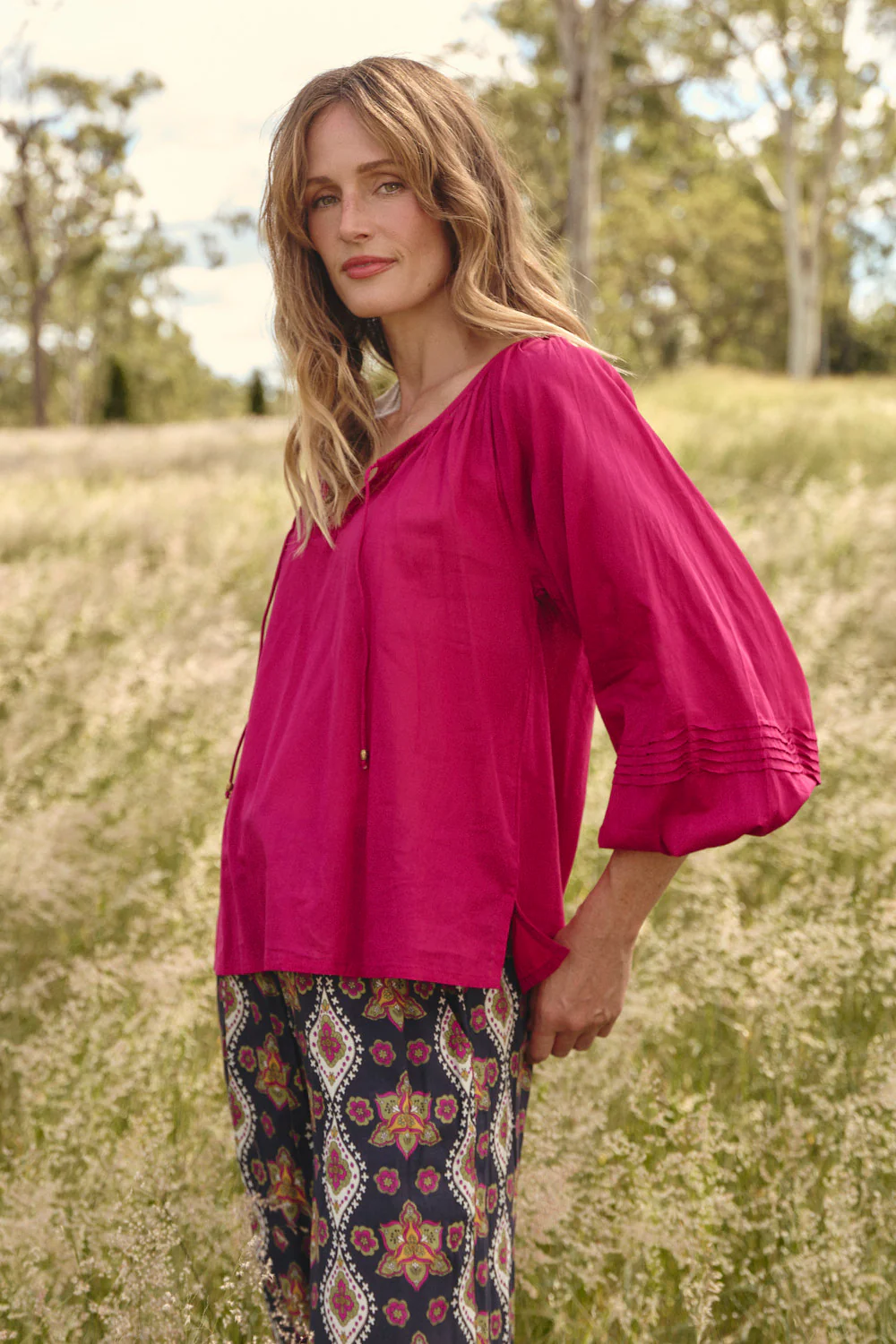 Delilah Swing Blouse in Magenta - Image 7