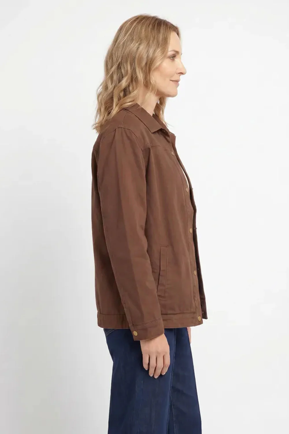 Denim Shacket in Chocolate - Image 6