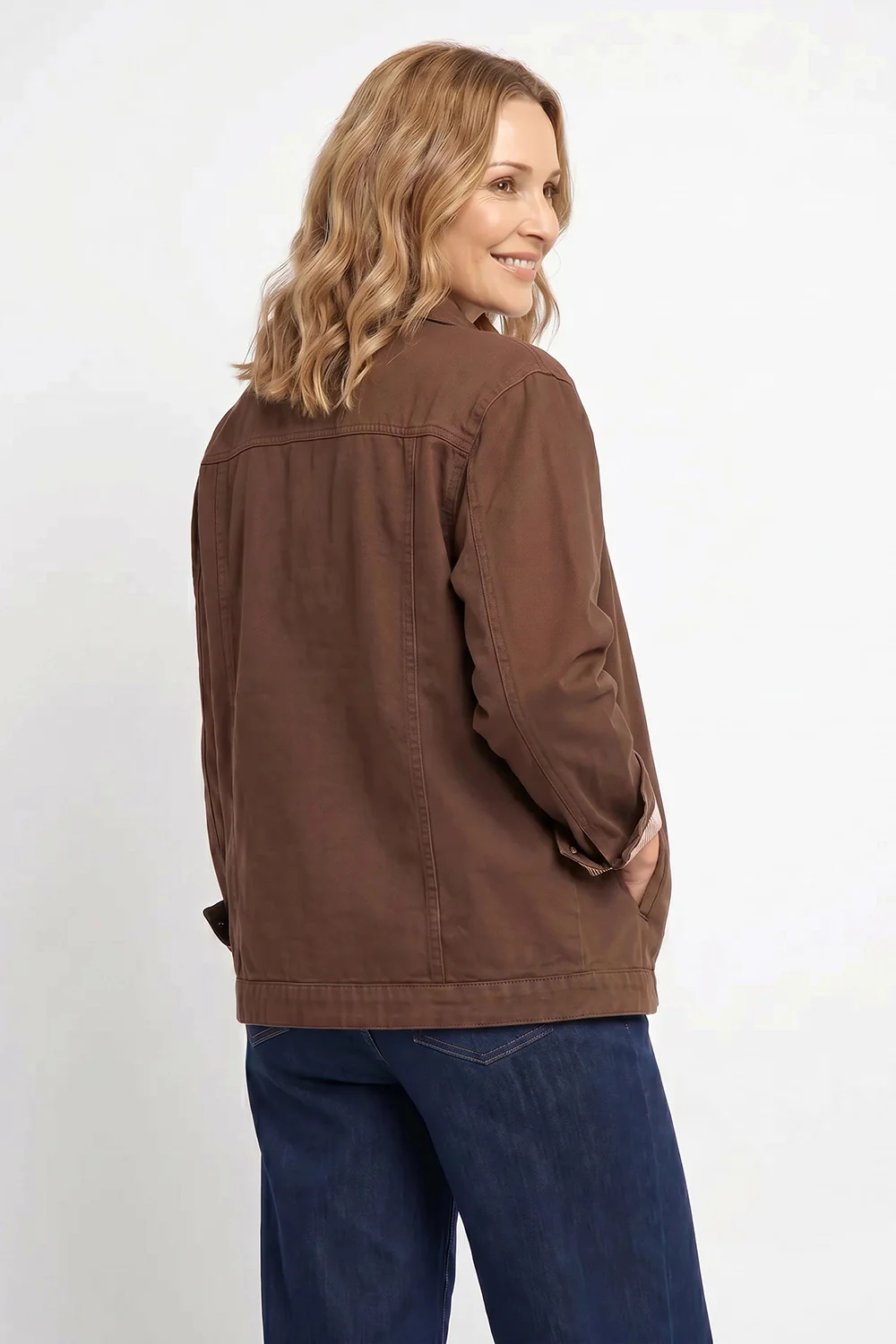 Denim Shacket in Chocolate - Image 7