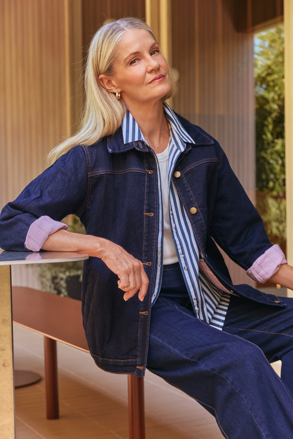 Denim Shacket in Dark Wash - Image 3