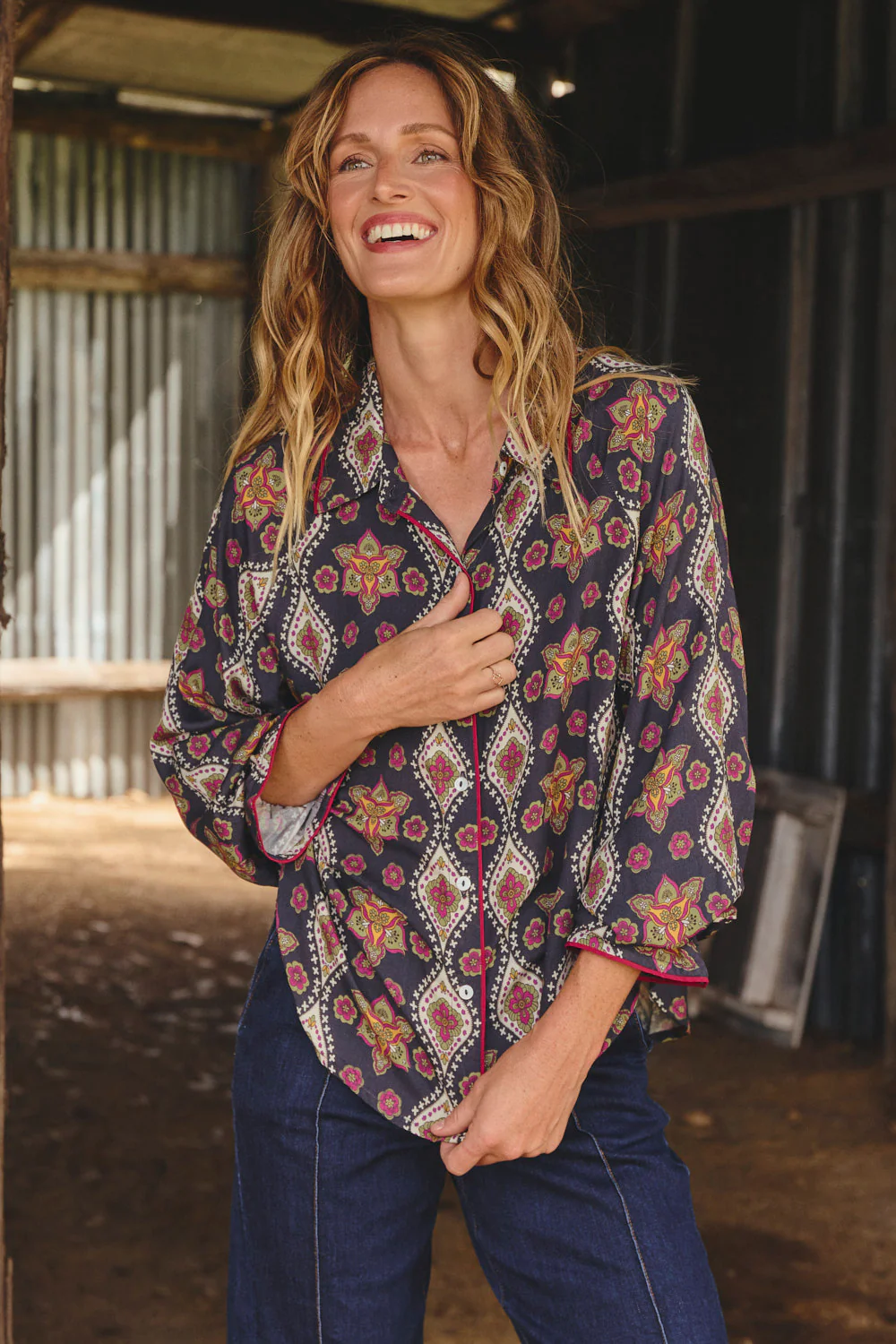 Ebony Frill Cuff Top in Veloura - Image 5