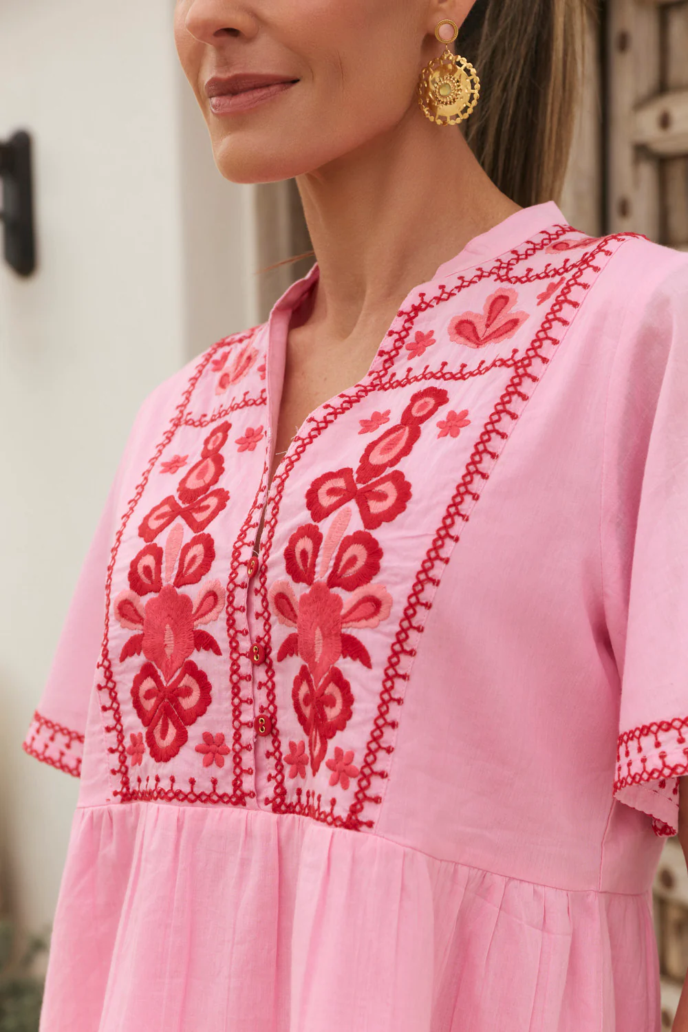 Elodie Flutter Sleeve Blouse in Rosita - Image 3
