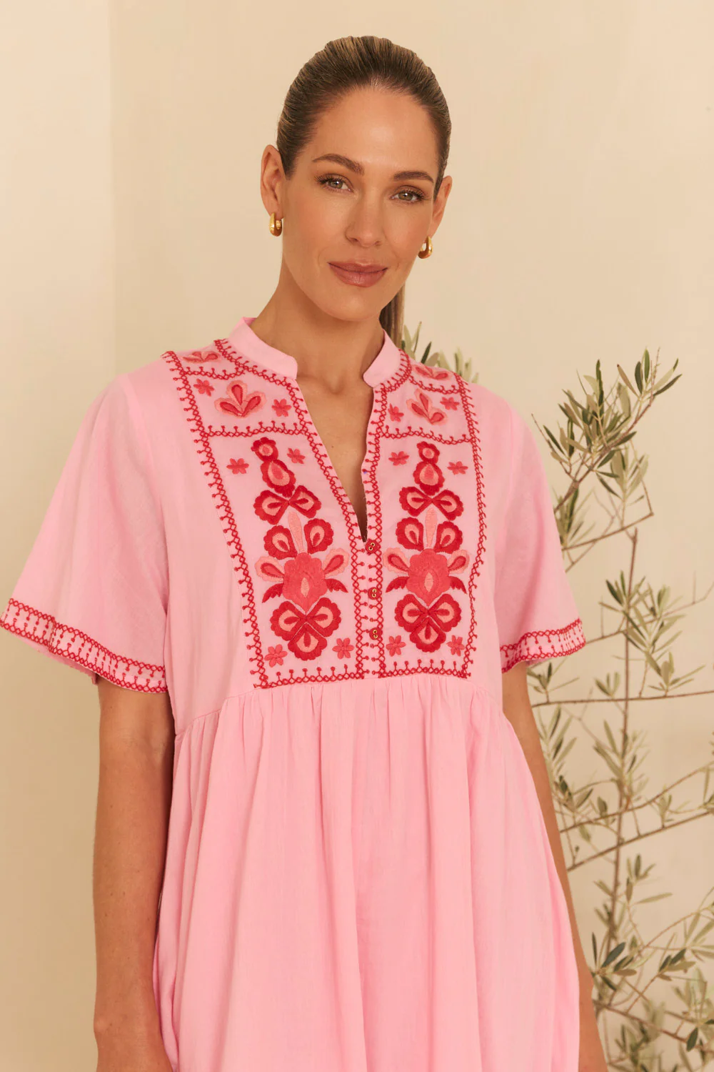 Elodie Flutter Sleeve Smock Dress in Rosita - Image 4