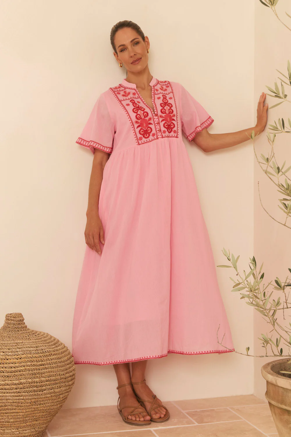Elodie Flutter Sleeve Smock Dress in Rosita - Image 5